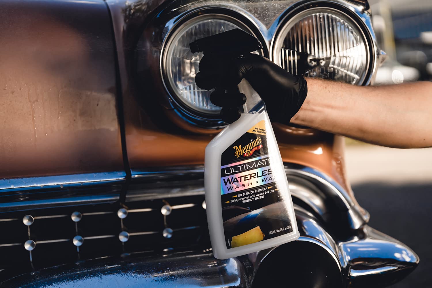 detailmate Kit de lavage sec pour voiture | 1 x Meguiar's Ultimate Wash & Wax + 1 x chiffon de polissage en microfibre 40 x 40 cm 550 g/m² | Lavage de voiture sans eau
