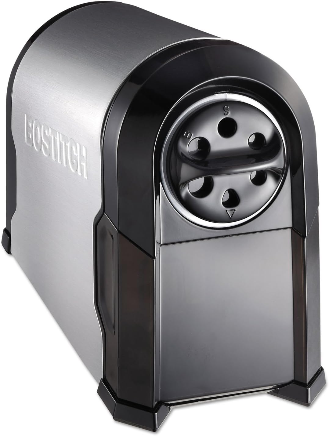 Bostitch Office SuperPro Glow Electric Pencil Sharpener, Heavy Duty Commercial Classroom, Replaceable Cutter Cartridge System, 6-Hole, Silver/Black