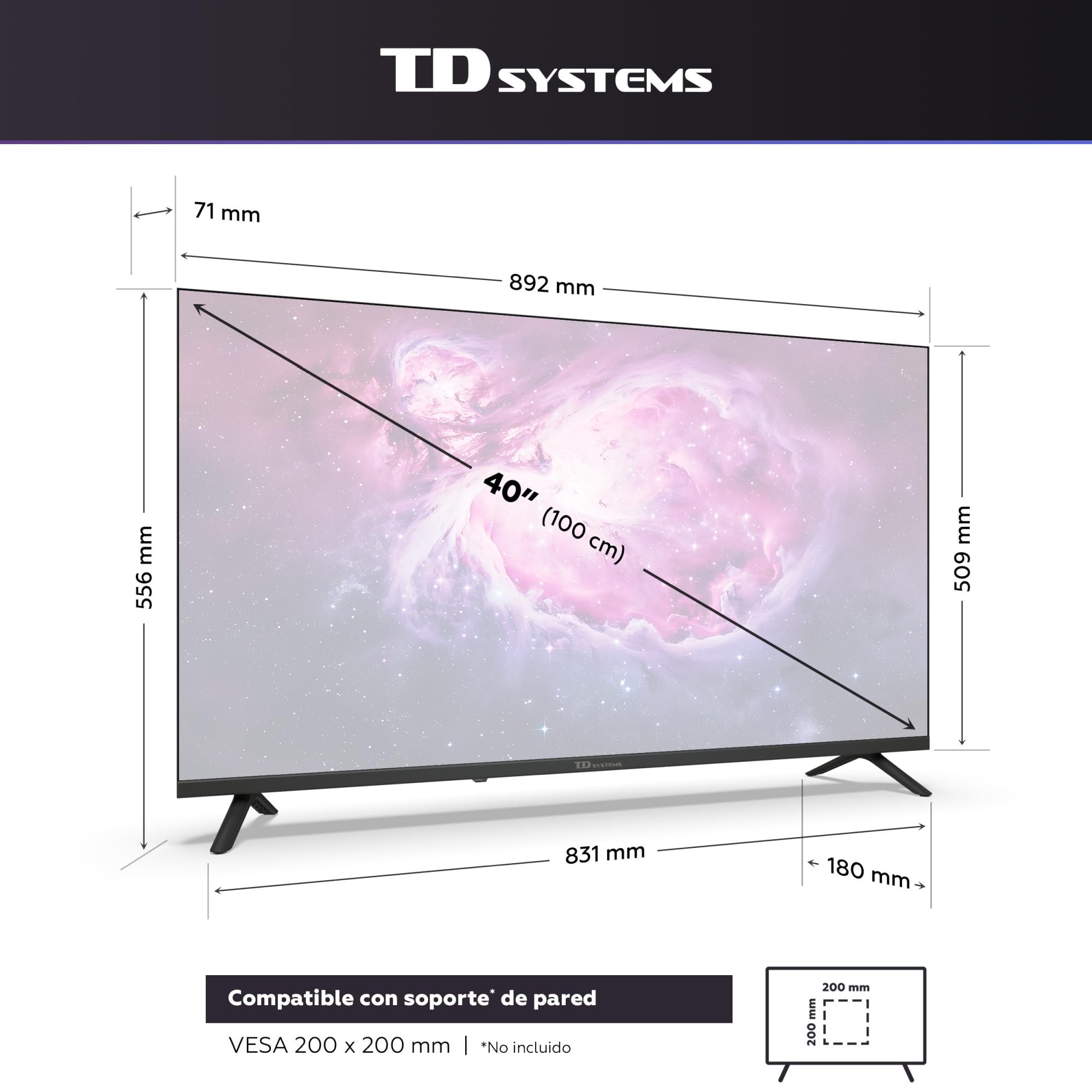 TD Systems - Smart TV 40 Inch Full HD, TDT HD TV, Android 14 GTV, 2025 Model, TV with 3 years warranty - PRIME40K21GLE — view 8