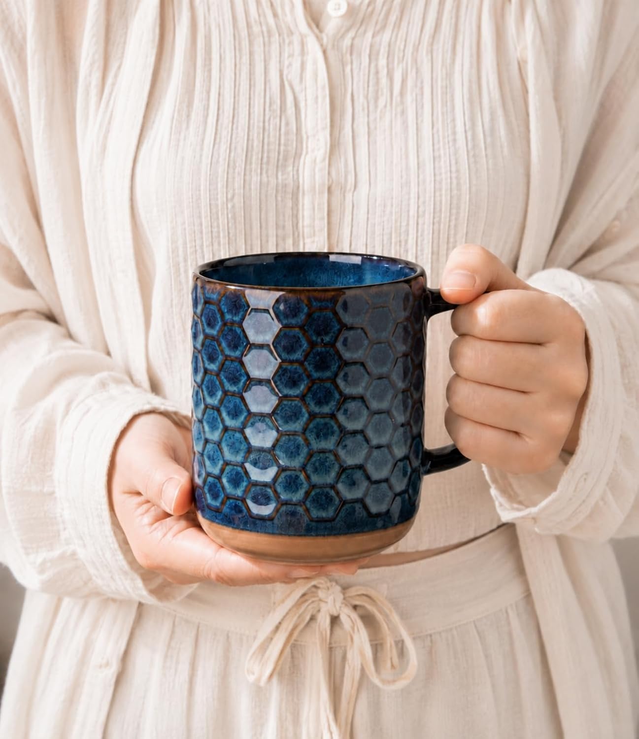 GBhome Coffee Mugs Set of 6, 16 oz Blue Coffee Cups with Large Handle image 4