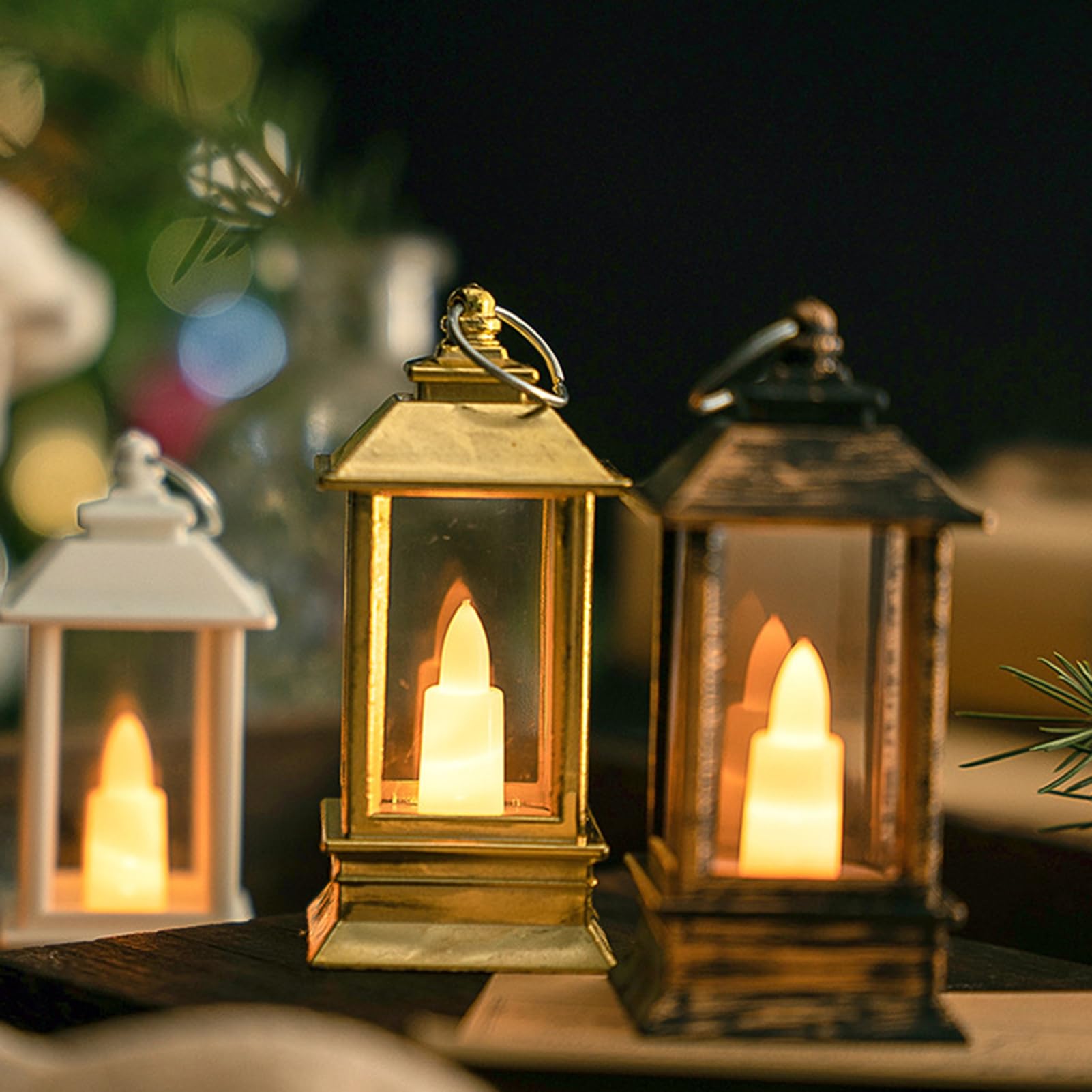 Lanterna decorativa natalizia, lanterna a LED per Natale, da appendere a LED, funzionamento a batteria, lanterna vintage con luce a LED per decorazioni natalizie, decorazione per feste e decorazione