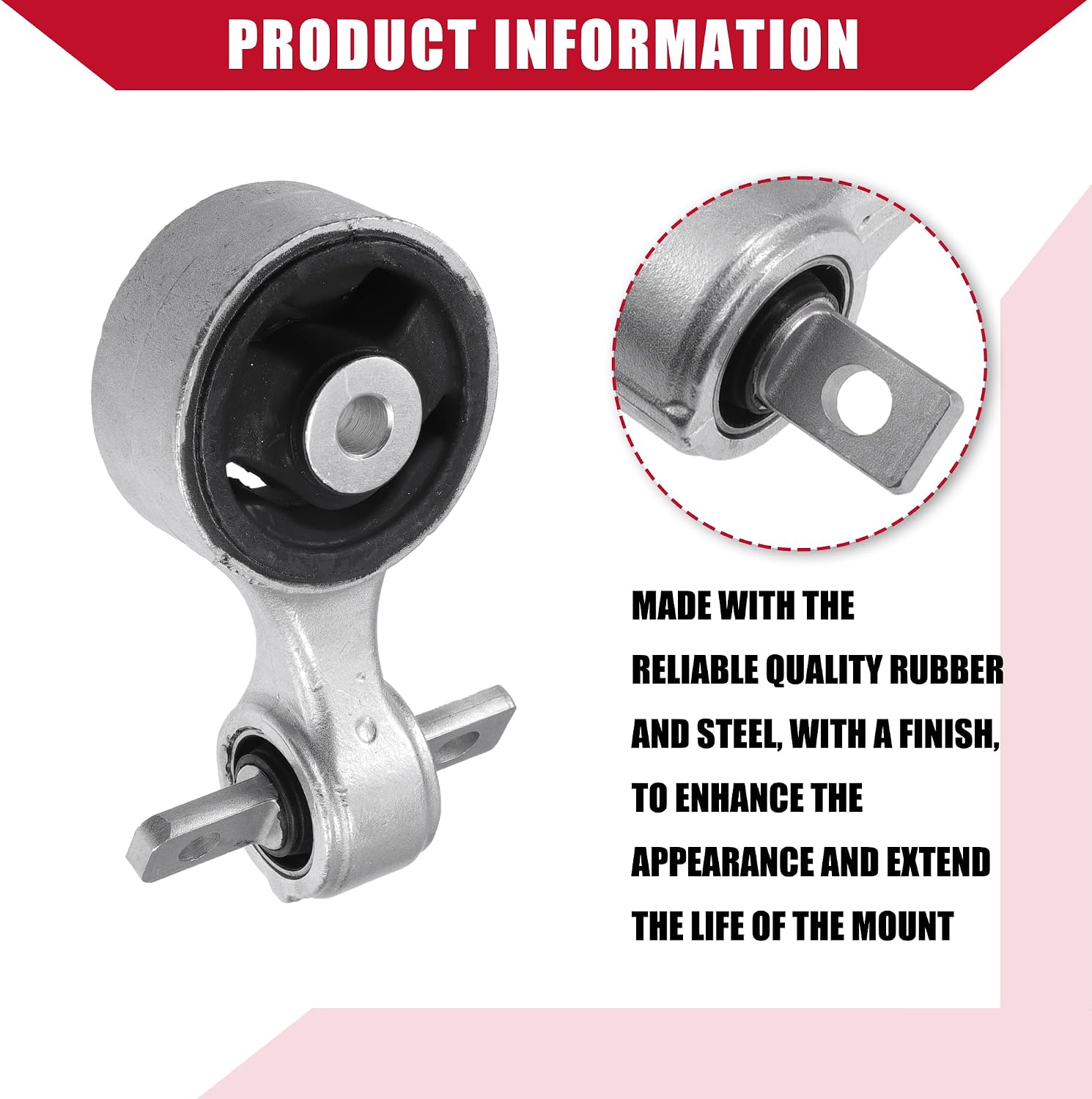 No.50890-SNA-A02 Lower Engine Torque Rod Mount for Honda Civic DX EX LX 1.8L 06-11 EX-L LX-S 1.8L 09-11 / Lower / Durable Metal / 1 Pc Silver Tone