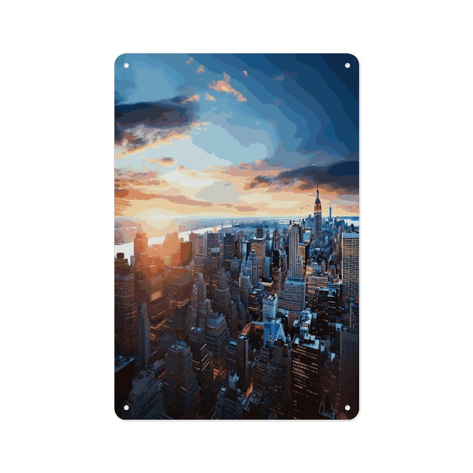 Fekiloot Style New York City Skyline Wall Decor Metal Signs Tin Signs Poster
