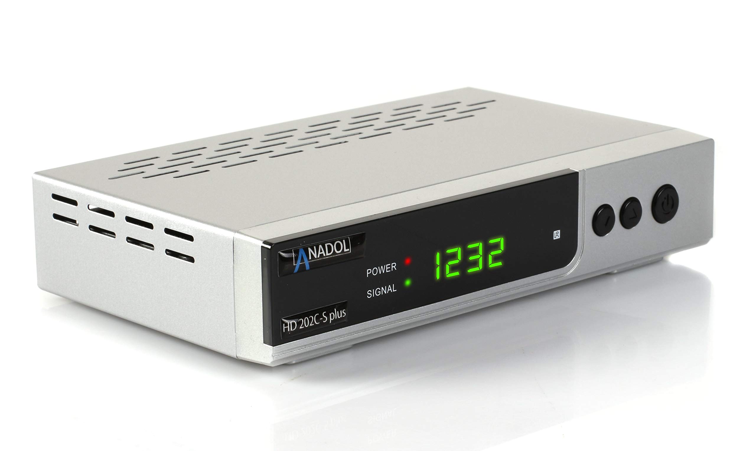 Anadol HD 202c-s Plus digitaler Full HD 1080p Kabel-Receiver [Kabelfernsehen für jeden Kabel-Anbieter geeignet] HDTV, DVB-C / C2, HDMI, SCART, Coaxial, Mediaplayer, USB 2.0 – Kabelreceiver Silber