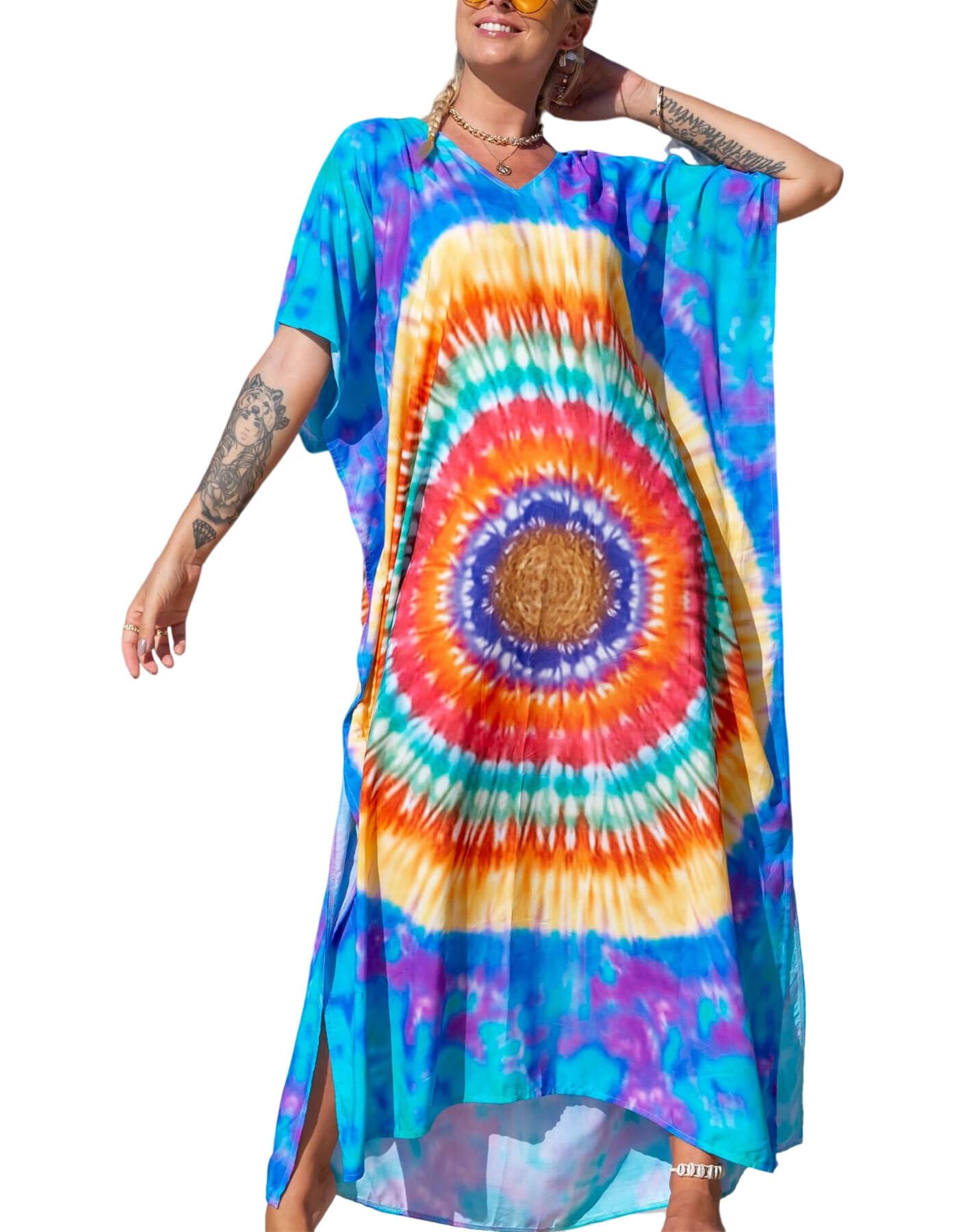 NFVNKJ Women's Plus Size Beach Lounge Kaftan Maxi Dress Swimsuit Coverup for Women