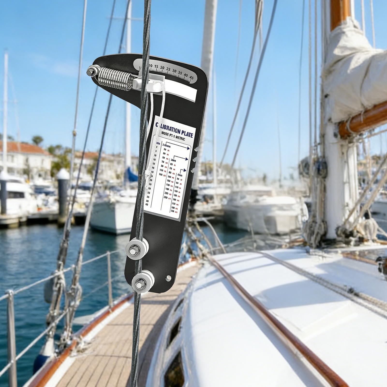 Segelboot Takelage Spannungsmesser, Drahtseil Spannungsmessgerät aus Aluminiumlegierung, Kabel Spannungsmesser für Takelage Werkzeug, Seilspannung Messgerät für Segel Zubehör, Schwarz