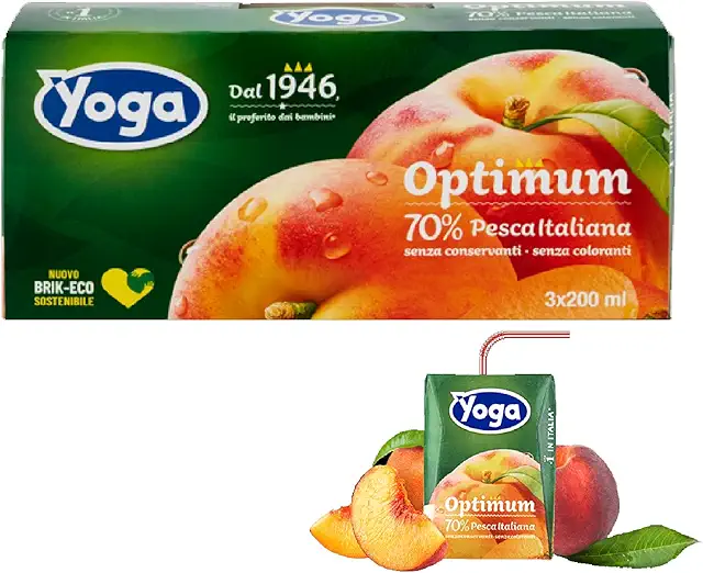 Yoga Succo Pesca Italiana Multipack - 24 Brick da 200 ml - Succo Yoga
