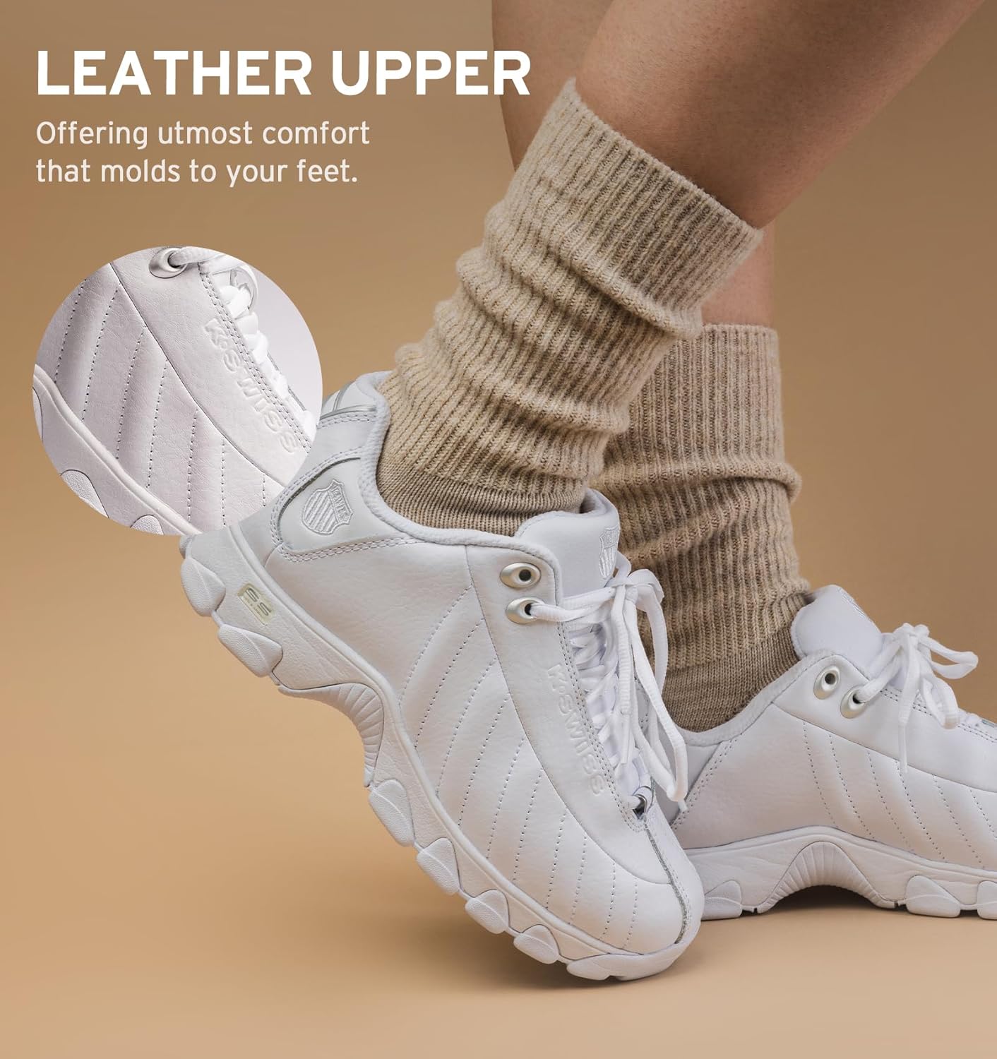 K-Swiss Women's ST329 CMF Sneaker, Wide Tennis Walking Leather Shoes - Image 3