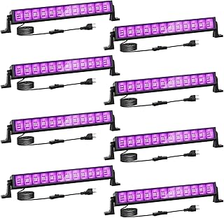 Onforu 8 Pack 42W LED Black Lights, Blacklight Bars with Plug and Switch, Glow in The Dark Party Supplies for Halloween Decorations, Bedroom, Body Paint, Stage Lighting, Poster, Black