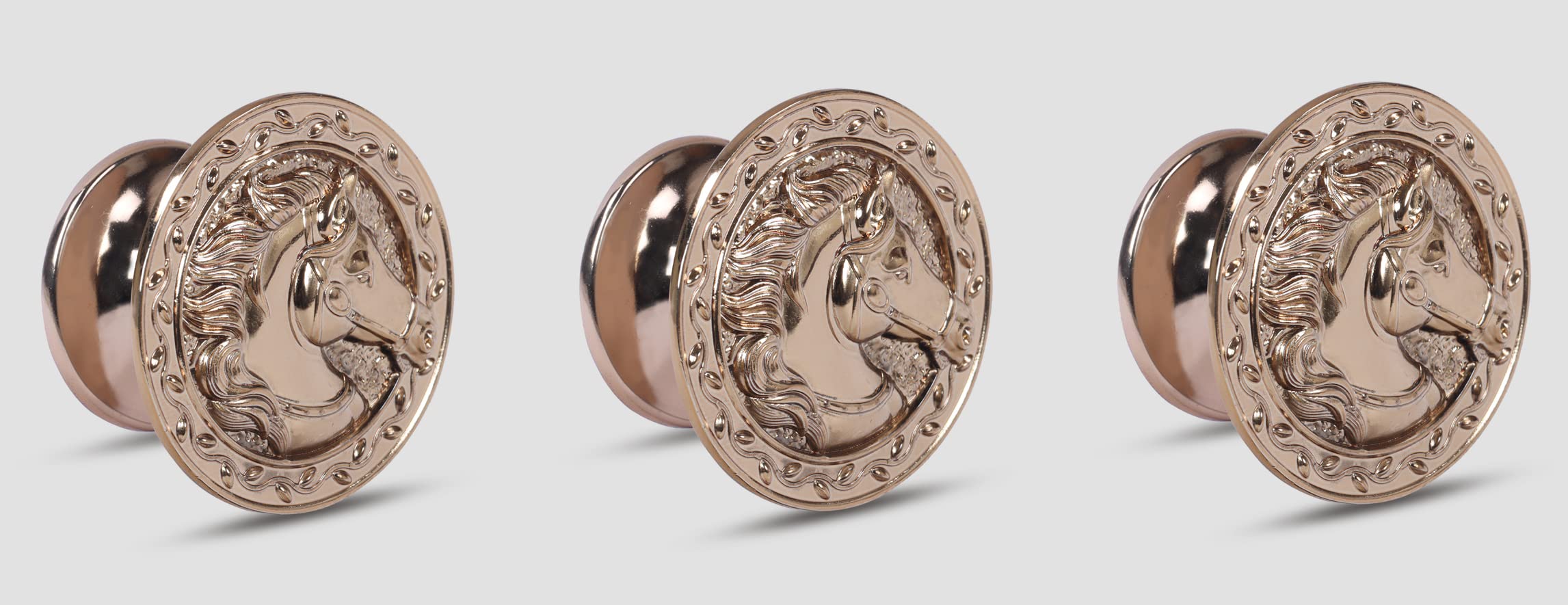Plantex Horse Face Knobs for Drawer | Kitchen Cabinet Knobs | Pulls Handles Knobs for Wardrobe Kitchen | Round Drawer Pulls and Knobs- Pack of 3 Pieces (Rose Gold) (B0B87M7QTF) Amazon Price History, Amazon Price Tracker
