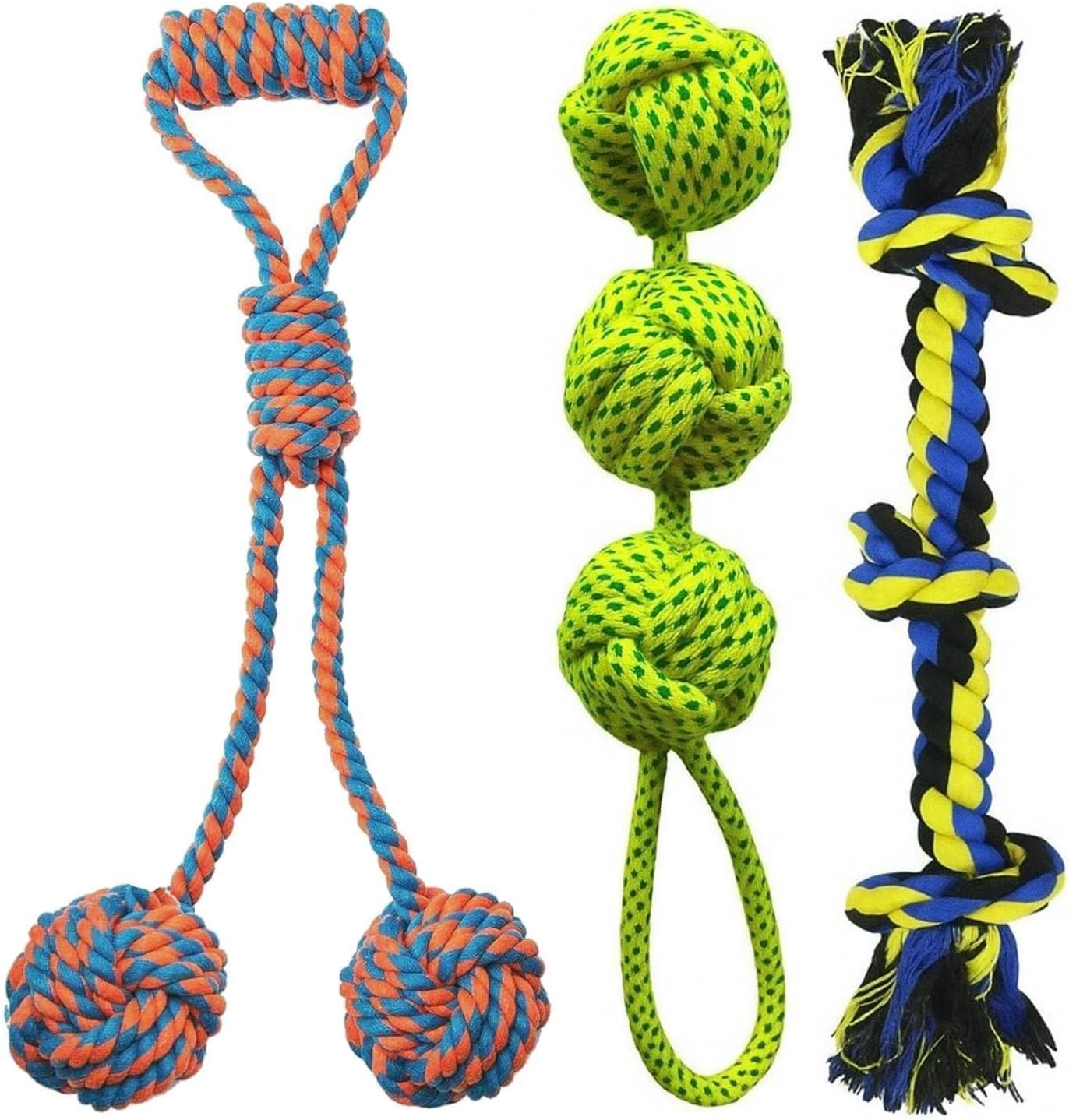 YouHaveDeal Dog Chew Toy for Aggressive Chewers – Heavy Duty Cotton Rope (3 Pack), Indestructible for Large & Medium Dogs, Teeth Cleaning & Tug Rope