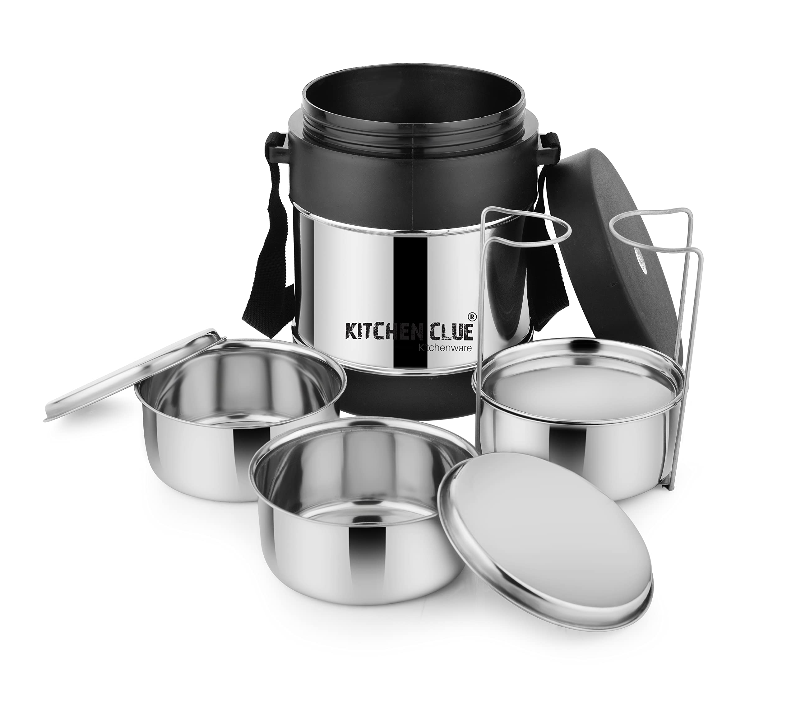 Fresh Eco Tiffin Set for Office, School, Kids & Adults - 3 Pcs Containers with 200 Ml Capacity - Airtight & Spill-Proof Steel Lids - Easy to Carry & Store - Unbreakable & Highly Durable