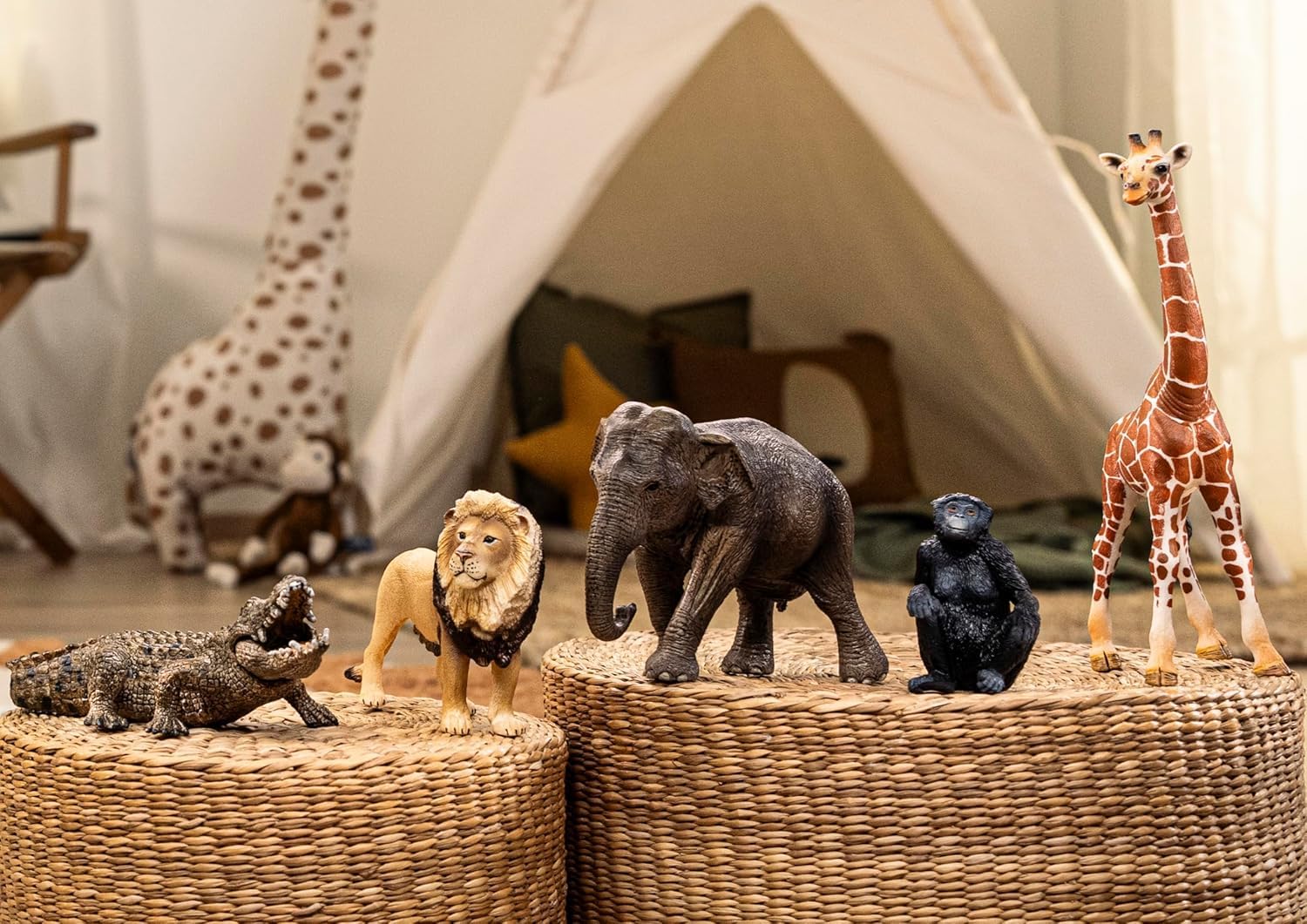 Schleich Wild Life | Coffret Animaux Sauvages 72286 avec Lion, Girafe, Crocodile, Singe et éléphant | Set réaliste de 5 Figurines Jouet Zoo dès 3 Ans | édition spéciale – exclusivité Amazon