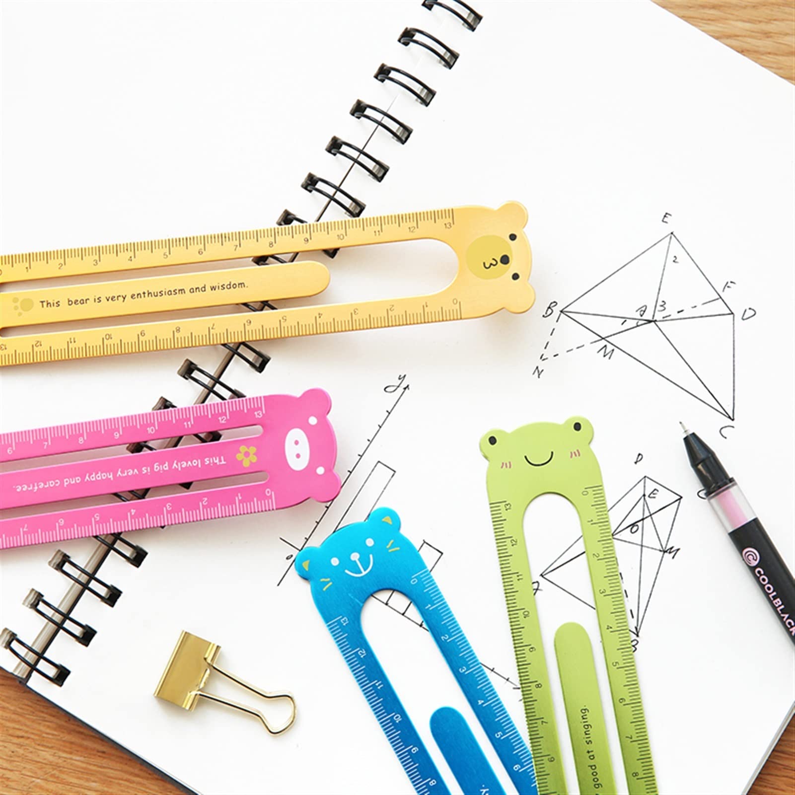 SUNESA Lesezeichen Fromthenon Cute Animal Lineal 13cm Koreanes Metall Lesezeichen Paper Clips Notebook und Journals Accessoires Büro- und Schulmaterialien Buch Markierungen (Color : 2)