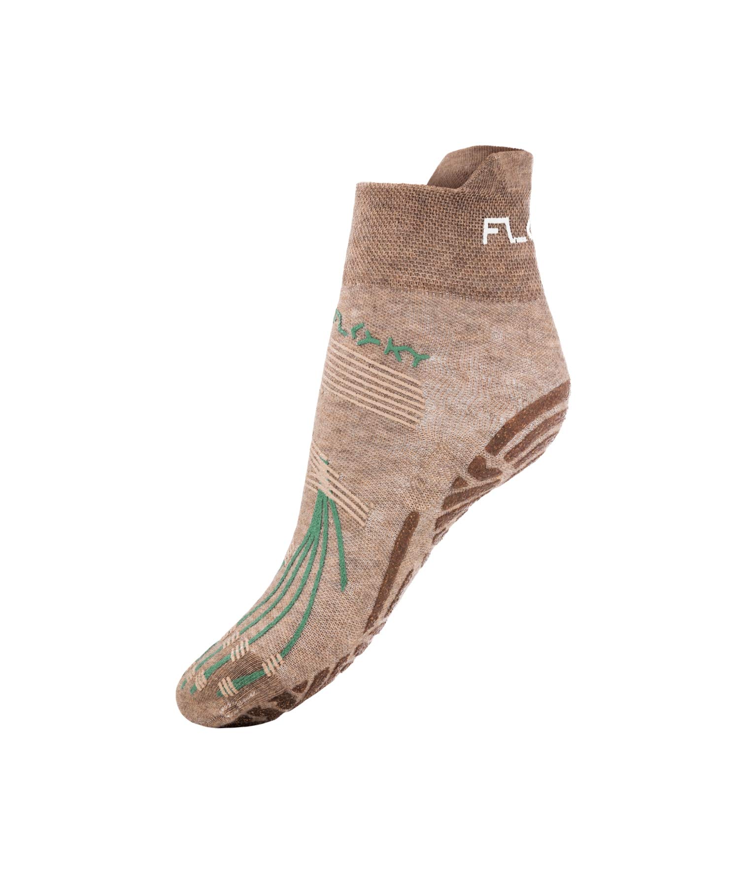 FLOKY, Sensitive Yoga-Socken mit separatem Licht, geeignet für Aktivitäten ohne Schuhe wie Yoga, Yin Yoga, Power Yoga und Ashtanga, rutschfeste Socken aus Eukalyptusfaser, hergestellt in Italien S beige