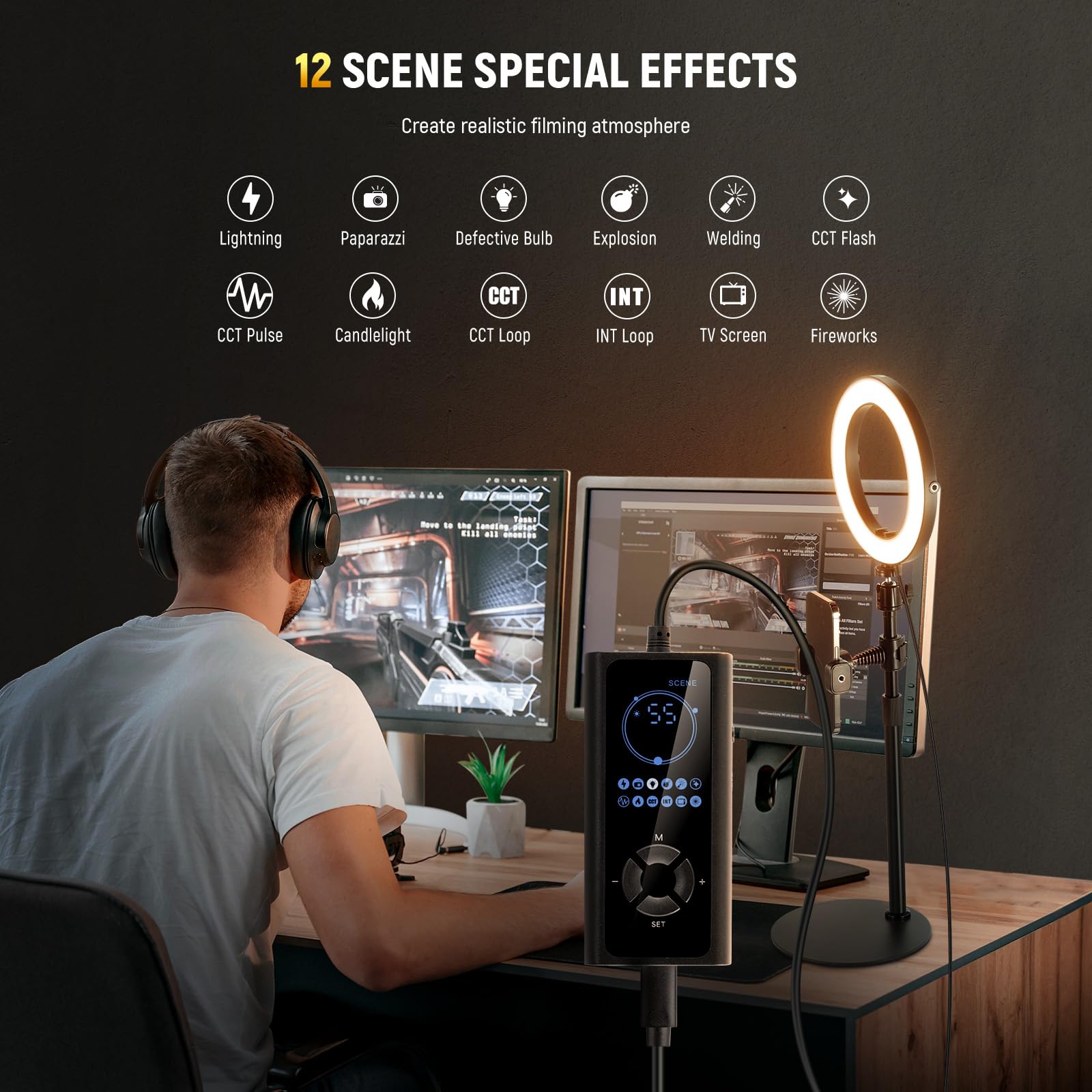 NEEWER 12 "24 W ad alta potenza scrivania anello luce con supporto/supporto telefono, LED Selfie Video conferenza illuminazione per iPhone Streaming Trucco Vlog Registrazione Computer Portatile Webcam
