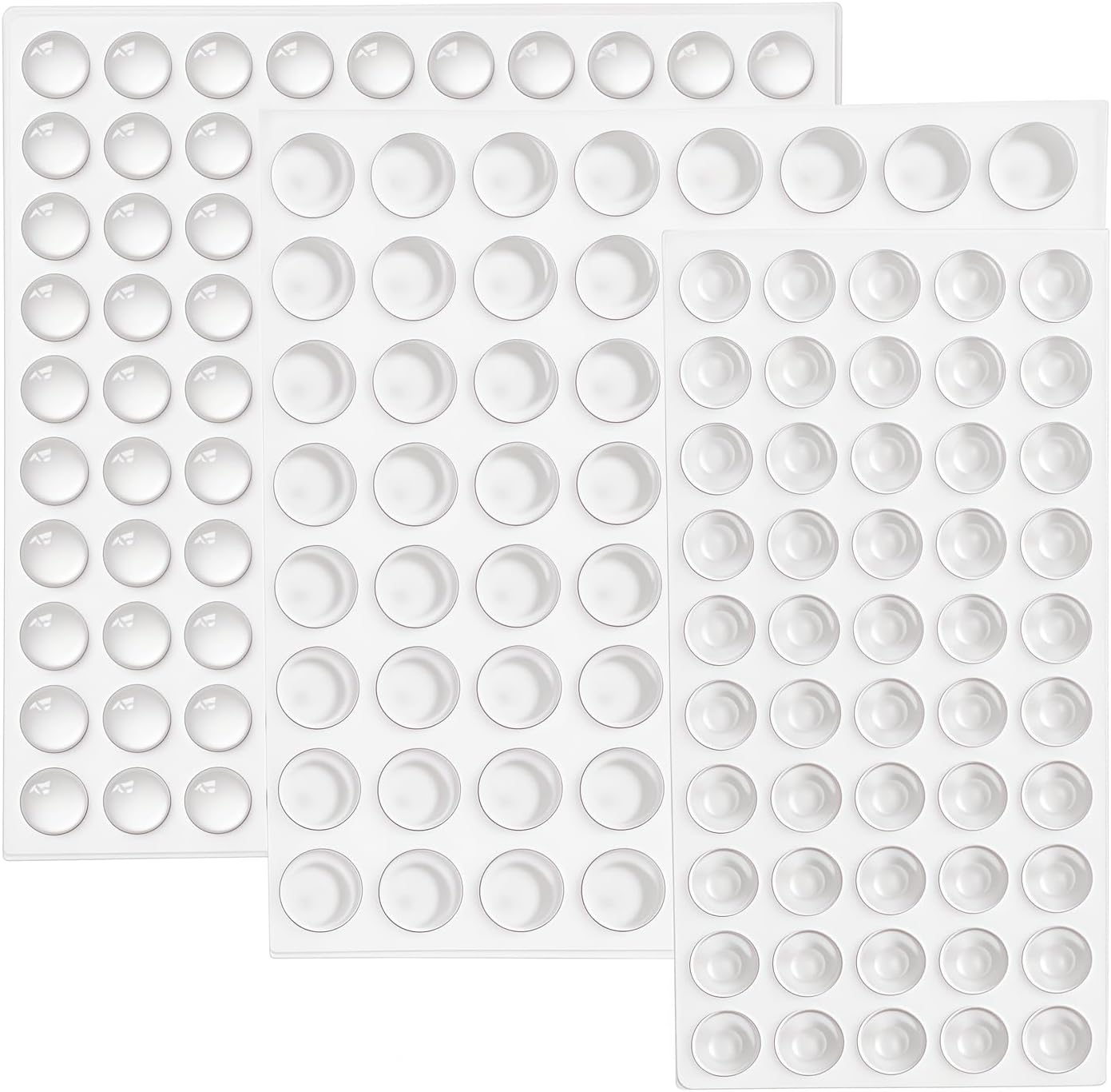 Cabinet Door Bumpers 4mm/5.5mm Thick - 3 Shapes 214 Pcs Variety Pack with Self-Adhesive Pads, Clear Rubber Bumper Feet Pads for Cabinet Stoppers, Drawers, Furniture