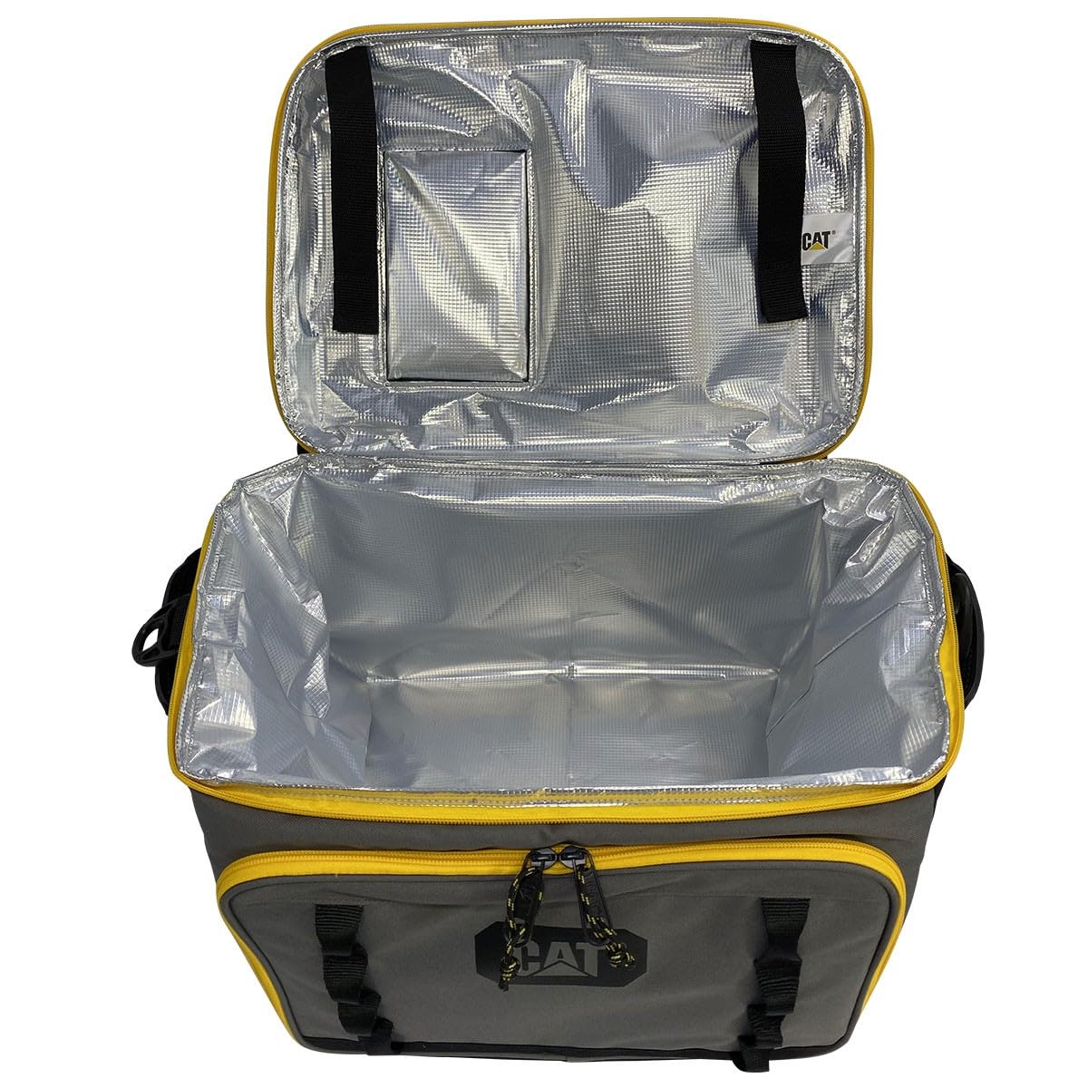 CAT Bolsa Nevera Isotérmica 35L - Nevera Portátil Familiar con Aislamiento Térmico - Forro de Aluminio con Portavasos Integrado - Correa Ajustable y Bolsillos con Cremallera - Poliéster Recubierto