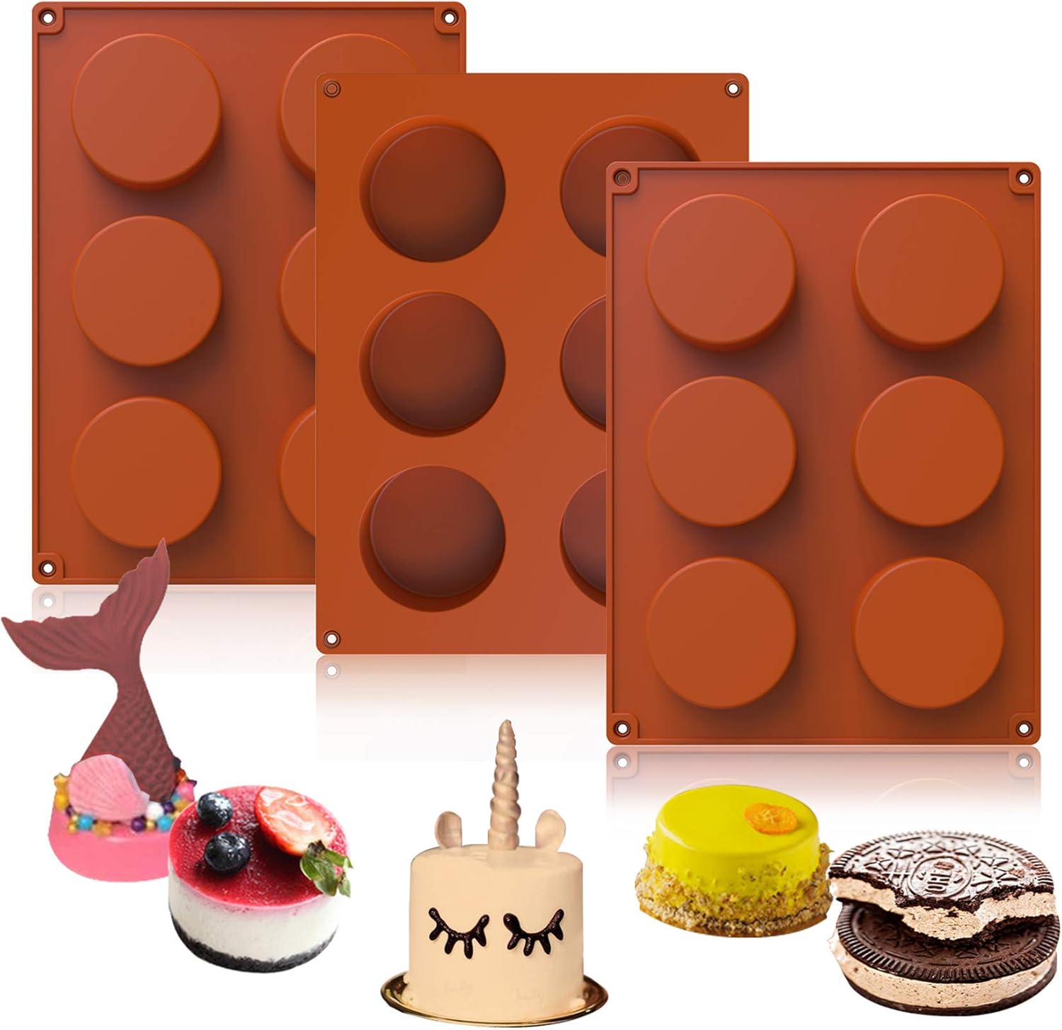 Acerich Chocolate Mold, 3 Pack Round Silicone Candy Molds