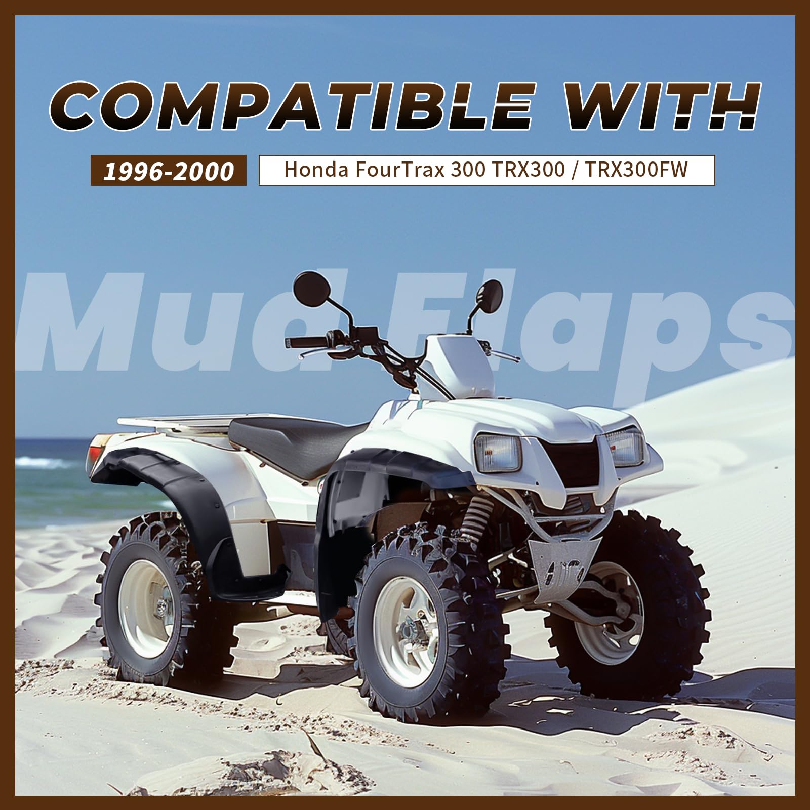 2014mmotor 4-Piece Fender Flares & Mud Flaps Guard Kit – Fits 1996-2000 Honda TRX300 / TRX300FW, Black