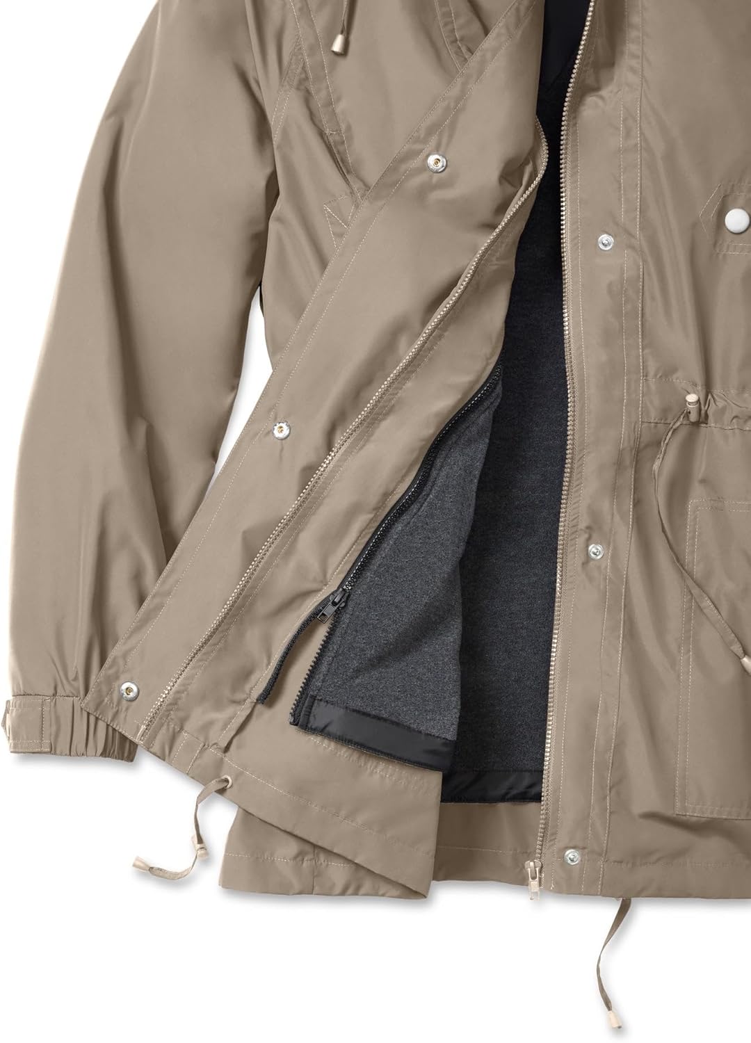 Woman Within Plus Size Fleece-Lined Taslon Anorak