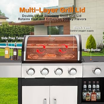 Amazon.com: 4-Burner Propane Gas Grill with Side Burner