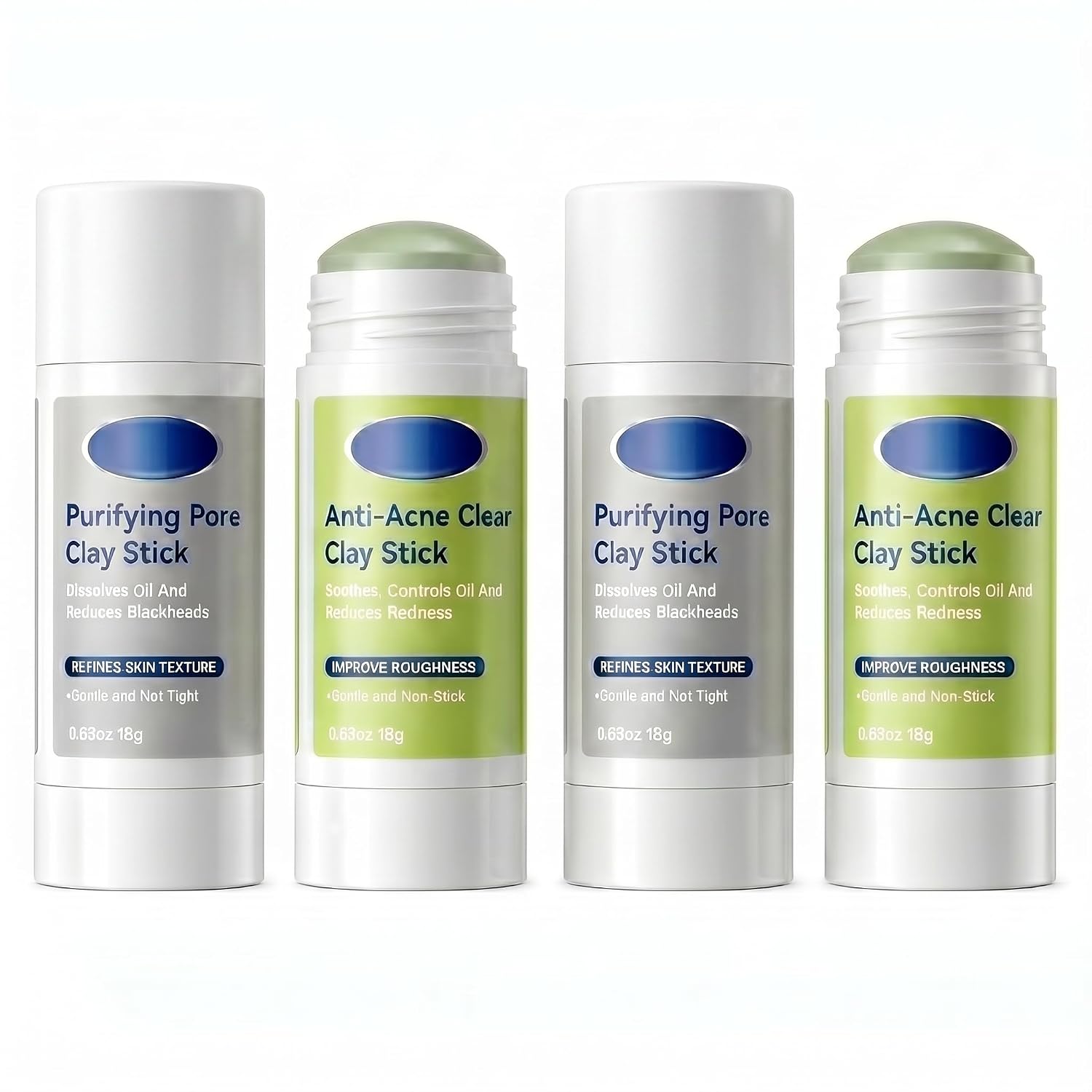 Grospe Clay Mask Stick 4 Pack, Pore Cleansing Face Mask Set, 4 x 0.63 oz