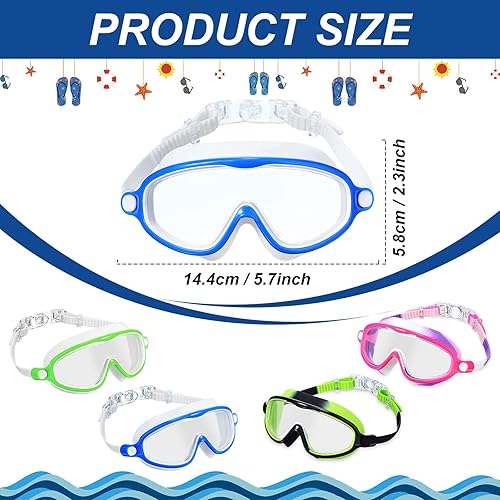 Miniatura 2 de Flutesan 4 Pack Kids Swim Goggles Age 3-15 Antifog Wide View No Leaking Swimming Glasses with Adjustable Strap
