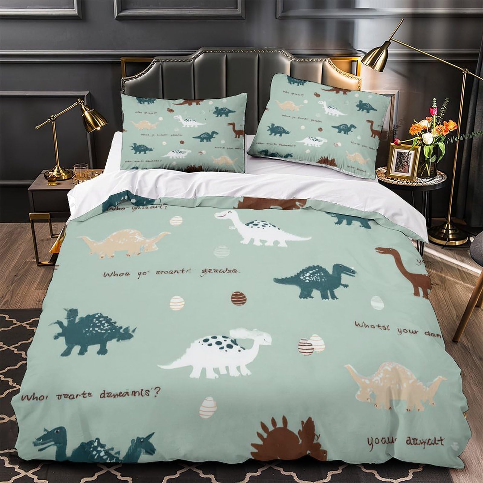 Parure de lit dinosaure microfibre anti-acariens pour le sommeil des enfants