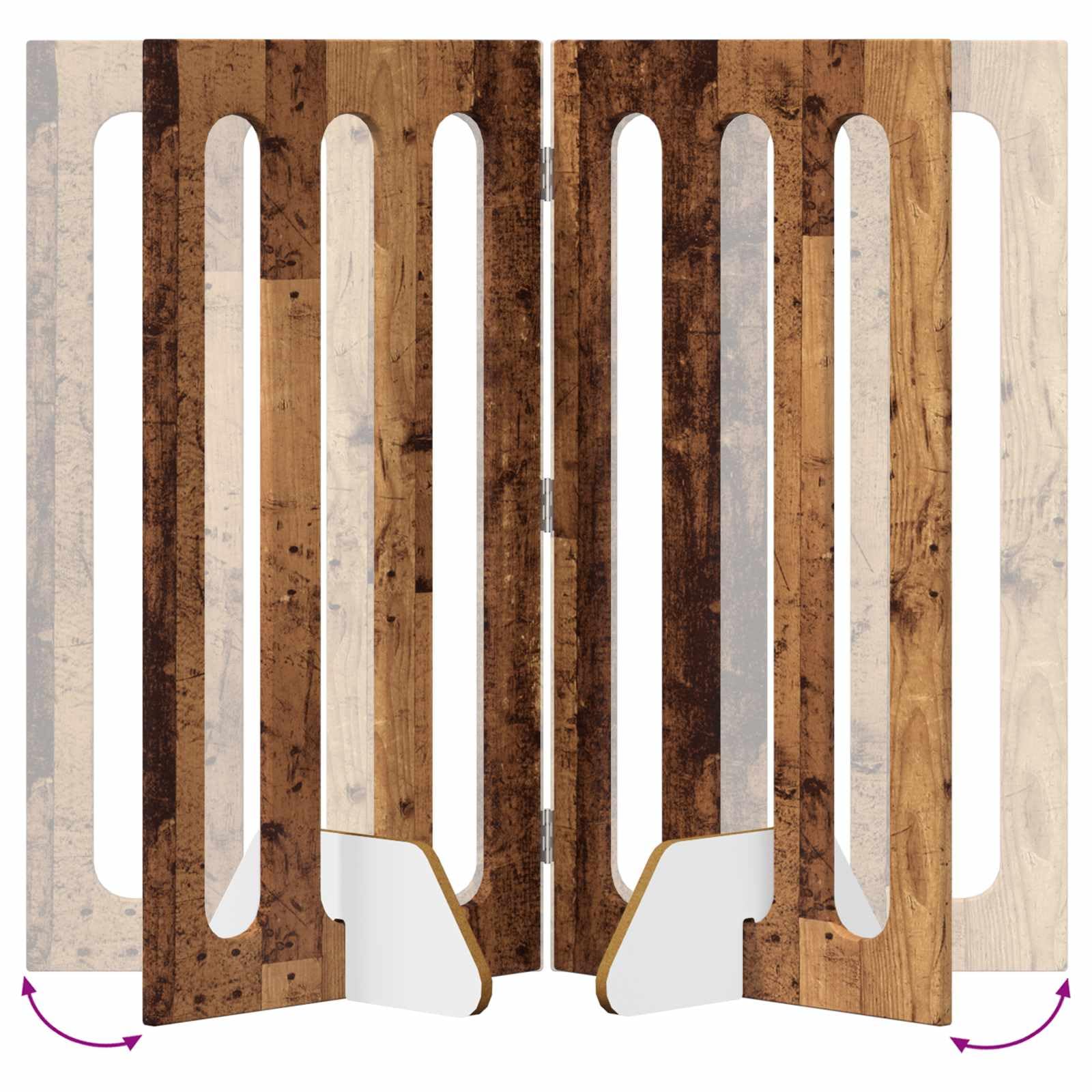 Valla plegable para mascotas, 4 unidades, madera de roble, 201 x 38 x 90 cm, borde interior flexible para perros, cachorros, protección y seguridad, fácil de montar, plegable, adecuado para