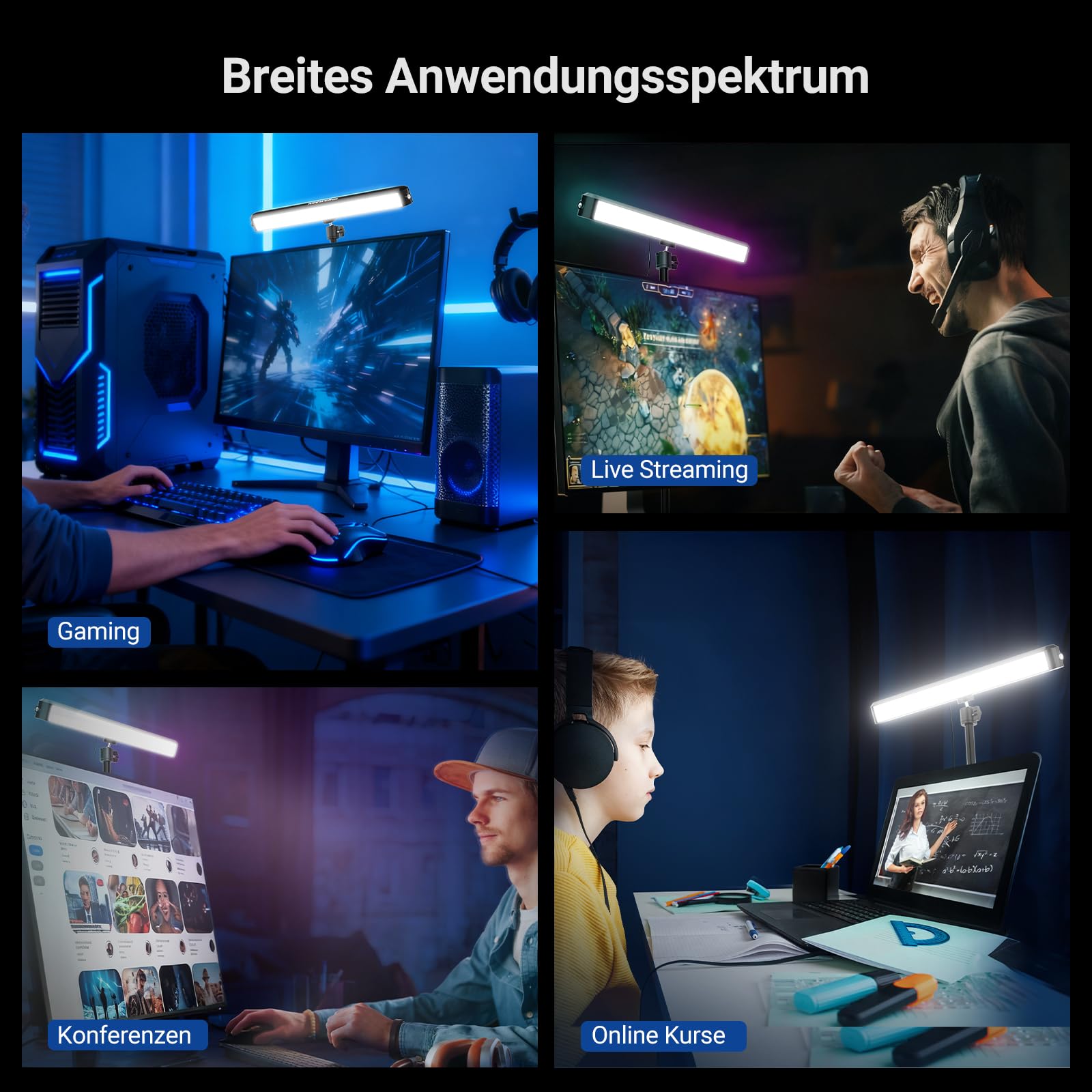 NEEWER NG01 RGB LED Streaming Key Light, Doppelseitige Tischlampe