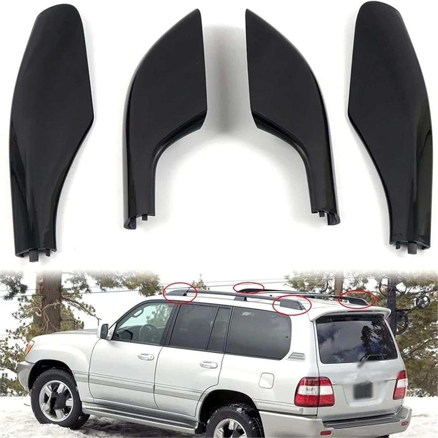 Car Roof Rack Cross Bars 4Pcs/Set Roof Rack End Covers for Toyota for Land for Cruiser LC100 1998-2002 Luggage Corner Protection Car Accessories