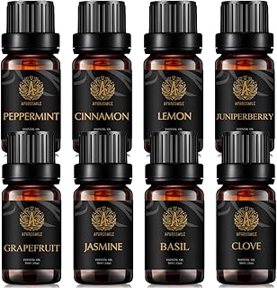 Aromatherapy Cinnamon Essential Oil Set for Diffuser, 8x10ml 100% Pure Grapefruit Essential Oil Kit for Humidifier - Jasmine, Basil, Clove, Juniper Berry, Lemon, Peppermint Essential Oils Set