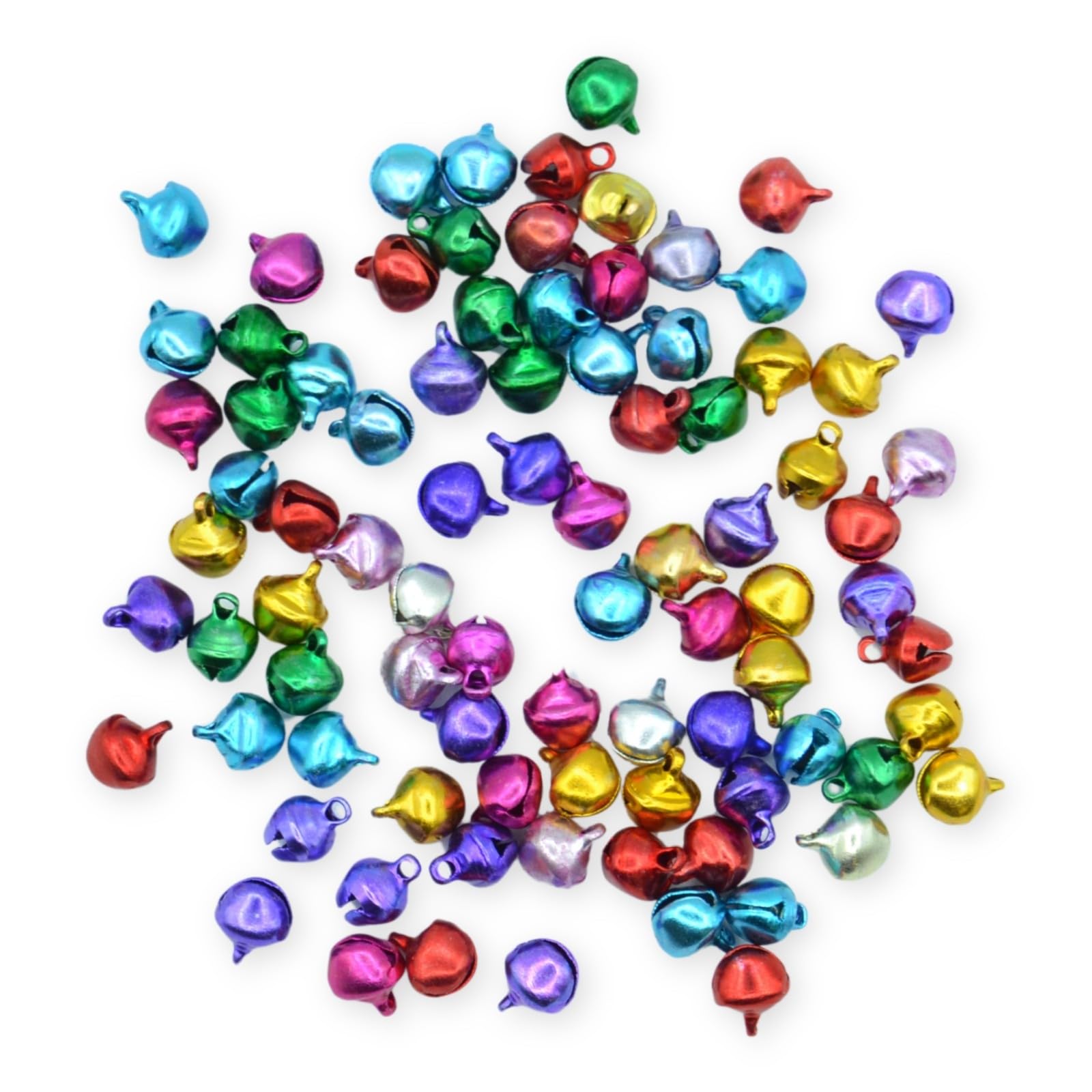 celloexpress 7.5mm Brights Mix Jingle Bells - Mini Christmas Craft DIY Festive Decorations Gift Wrap (Pack of 50) — image 1