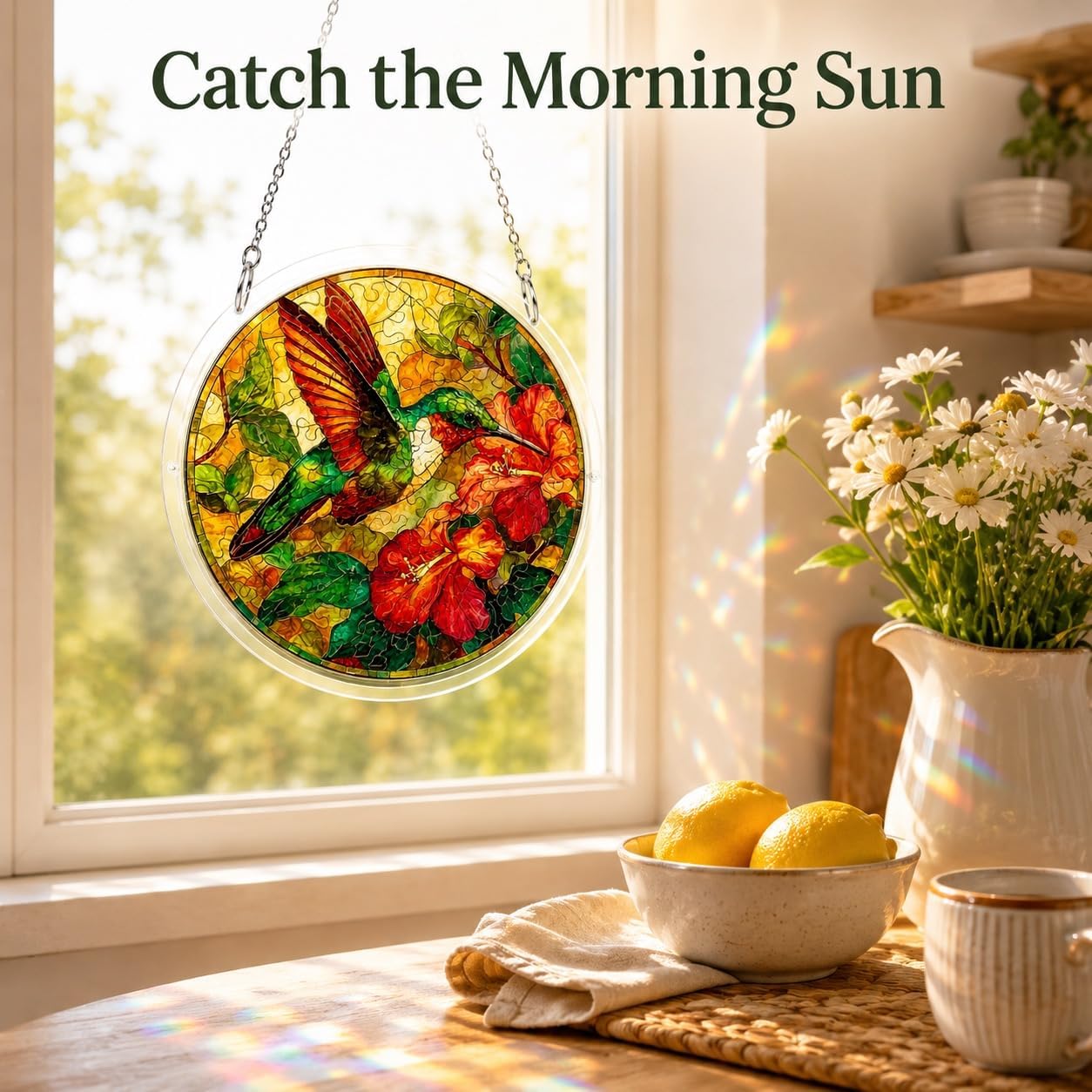 Acrylic Jigsaw Puzzle Suncatcher Ornaments - Garden Window Hanging Sun Catcher Ornament - Hummingbird Art Decor - Gifts for Women Mom