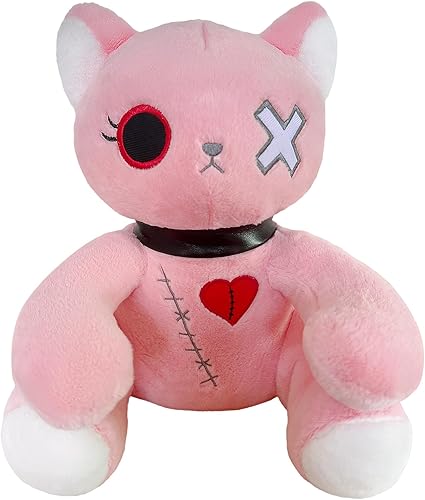 Muñeca de peluche de gato de emoción oscura de 12 pulgadas, juguete de peluche suave, el mejor regalo para niños (rosa)