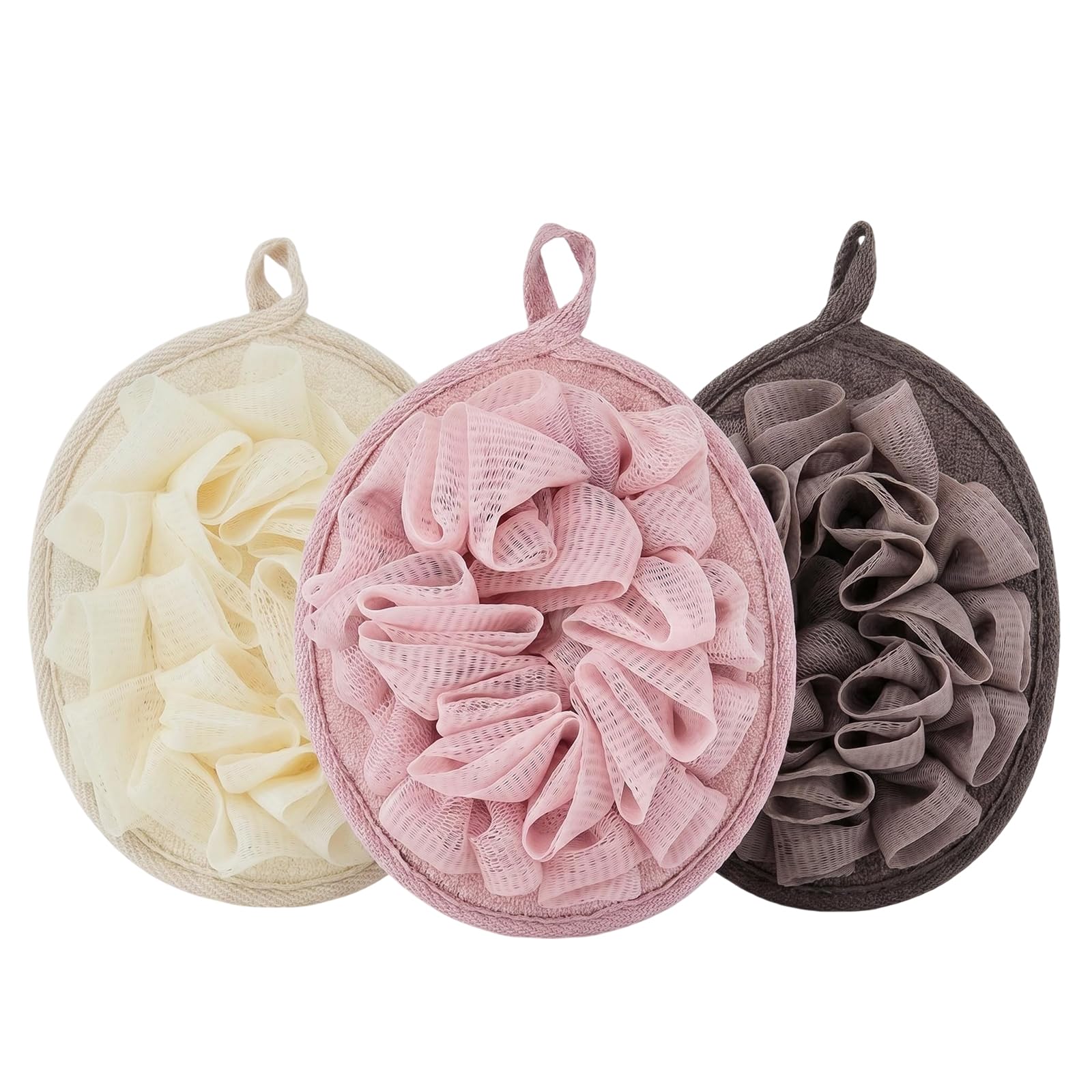 QUUPYSTORE 3 Pcs Travel Size Loofah with Elastic Hand Strap