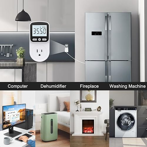 Miniatura 5 de Paquete de 2 medidor de vatios, medidor de potencia, enchufe para el hogar, monitor de uso de electricidad, monitor de uso eléctrico, medidor de