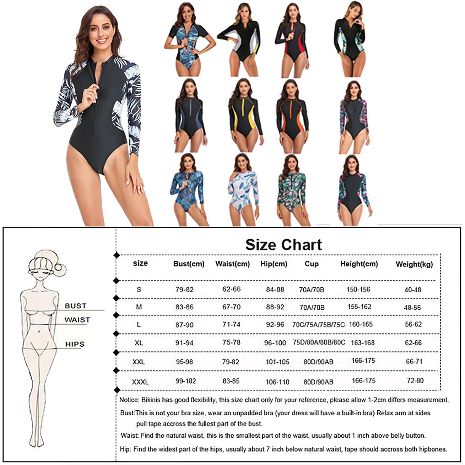 iiniim Badpak voor dames, lange mouwen, uv-bescherming, badmode met