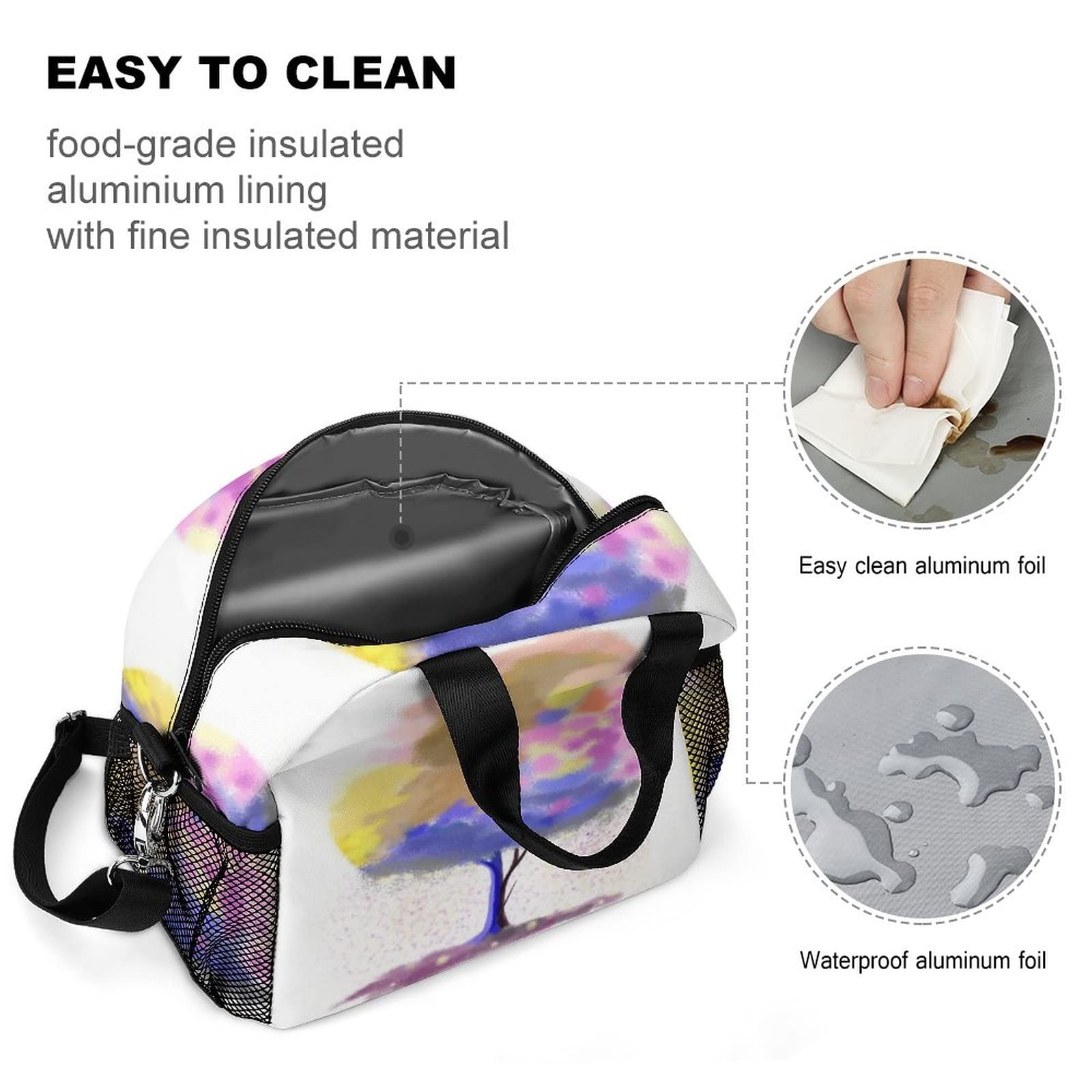 LSLJS Sac à Lunch, Boîte à Lunch Isolée Grand Sac Fourre-Tout Réutilisable Avec Sac En Filet Bilatéral Et Poche Avant Pour Travail École Bureau Pique-Nique Voyage, Picnic Pocket