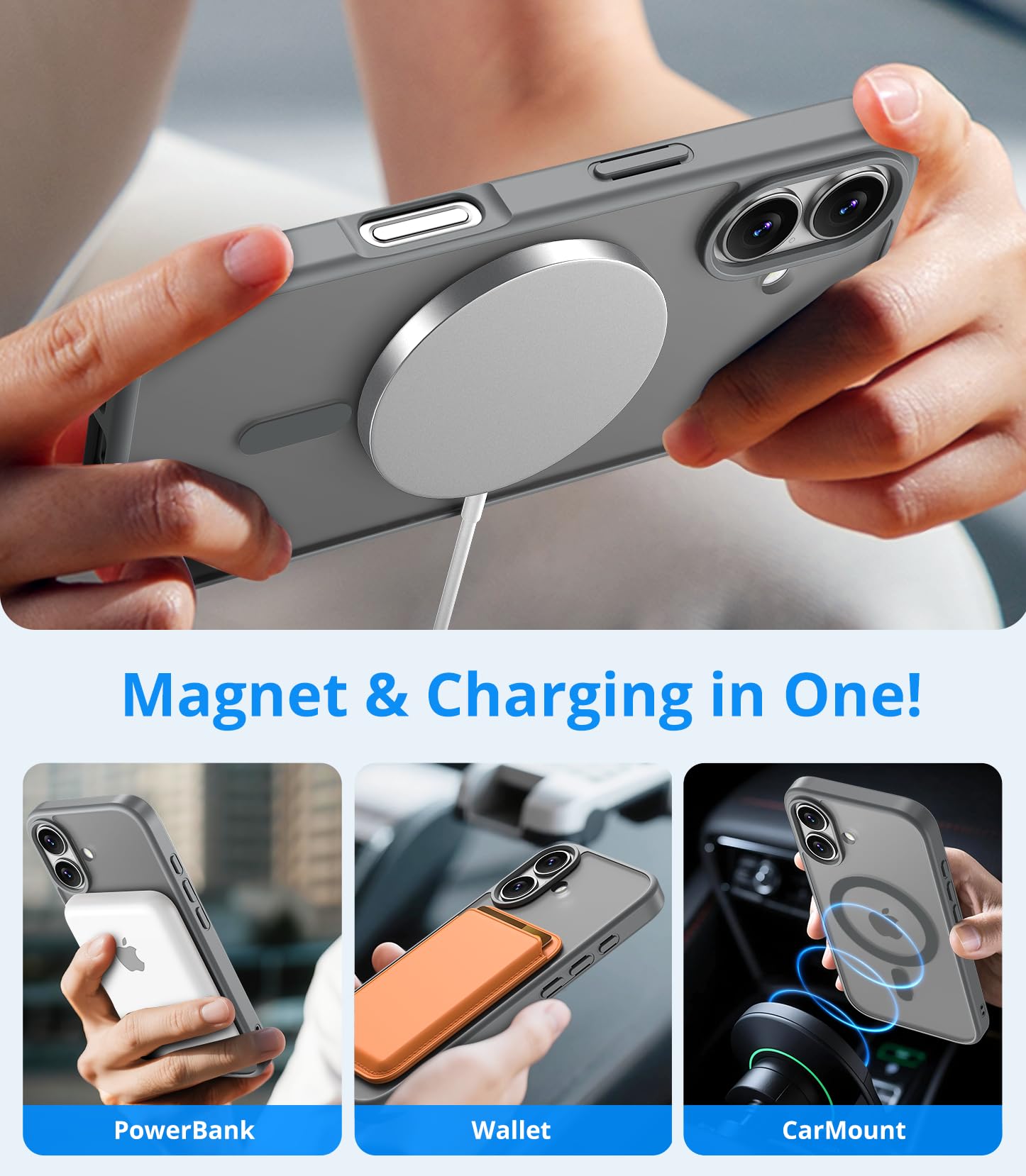 Mobique iPhone 17 Full Protection Magnetic Case Zwart/transparant