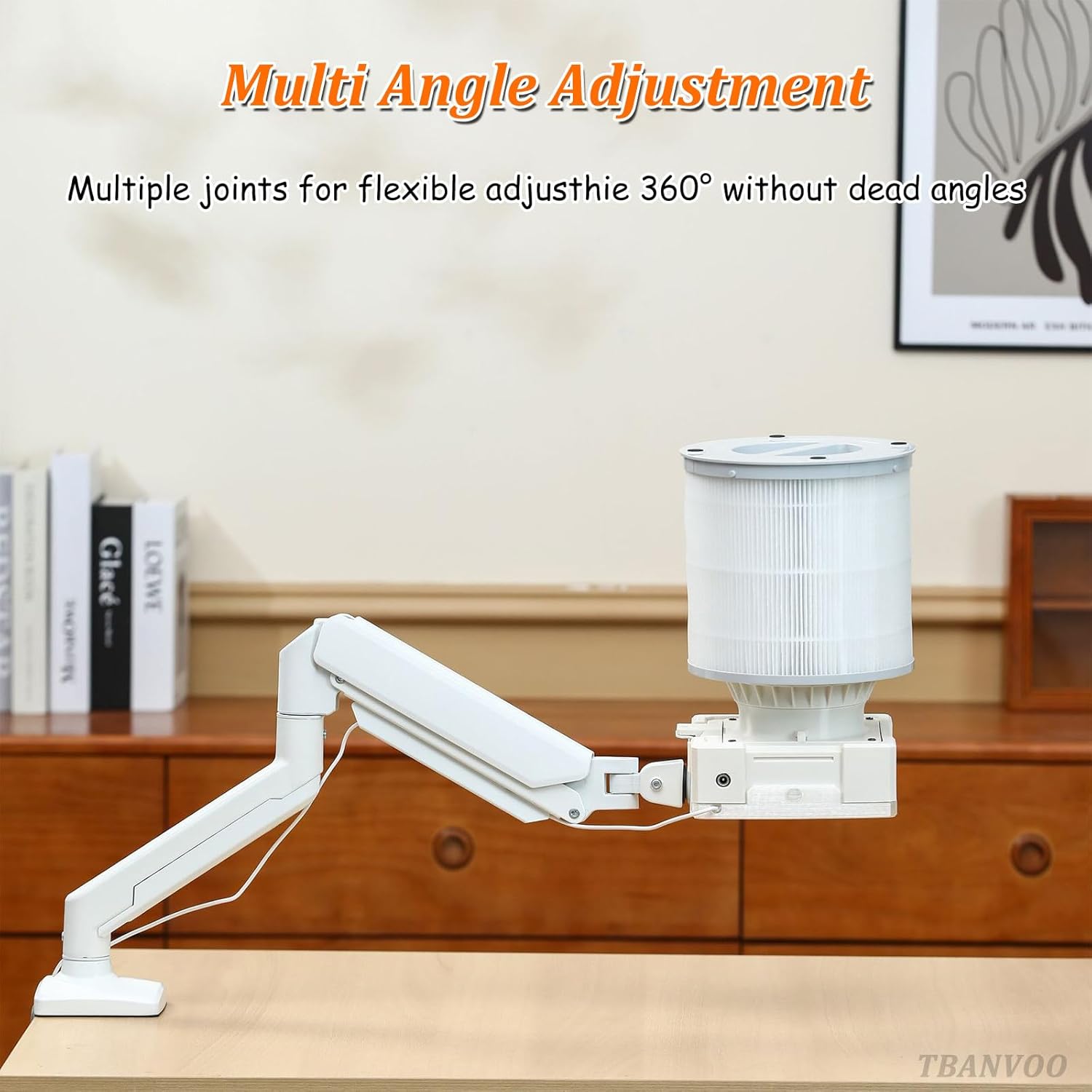 Nail Dust Extractor & Lamp Combo, 360° Flexible Control with Adjustable Bracket, Powerful Suction for Gel Polish and Pedicures