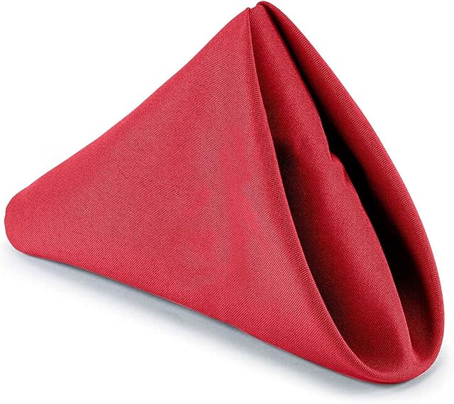 Weddecor 20 Inch Red Cotton Polyester Table Napkin for Home, Hotel, Dinning, Wedding, Banquet, Party, Events, Hemmed Edges Lightweight & Machine Washable, 10pcs