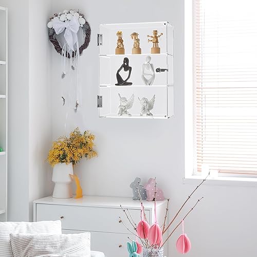 Vista 28 de Barydat Vitrina de acrílico con llave de bloqueo, vitrina transparente, vitrina, caja de almacenamiento segura multifuncional para tienda minorista