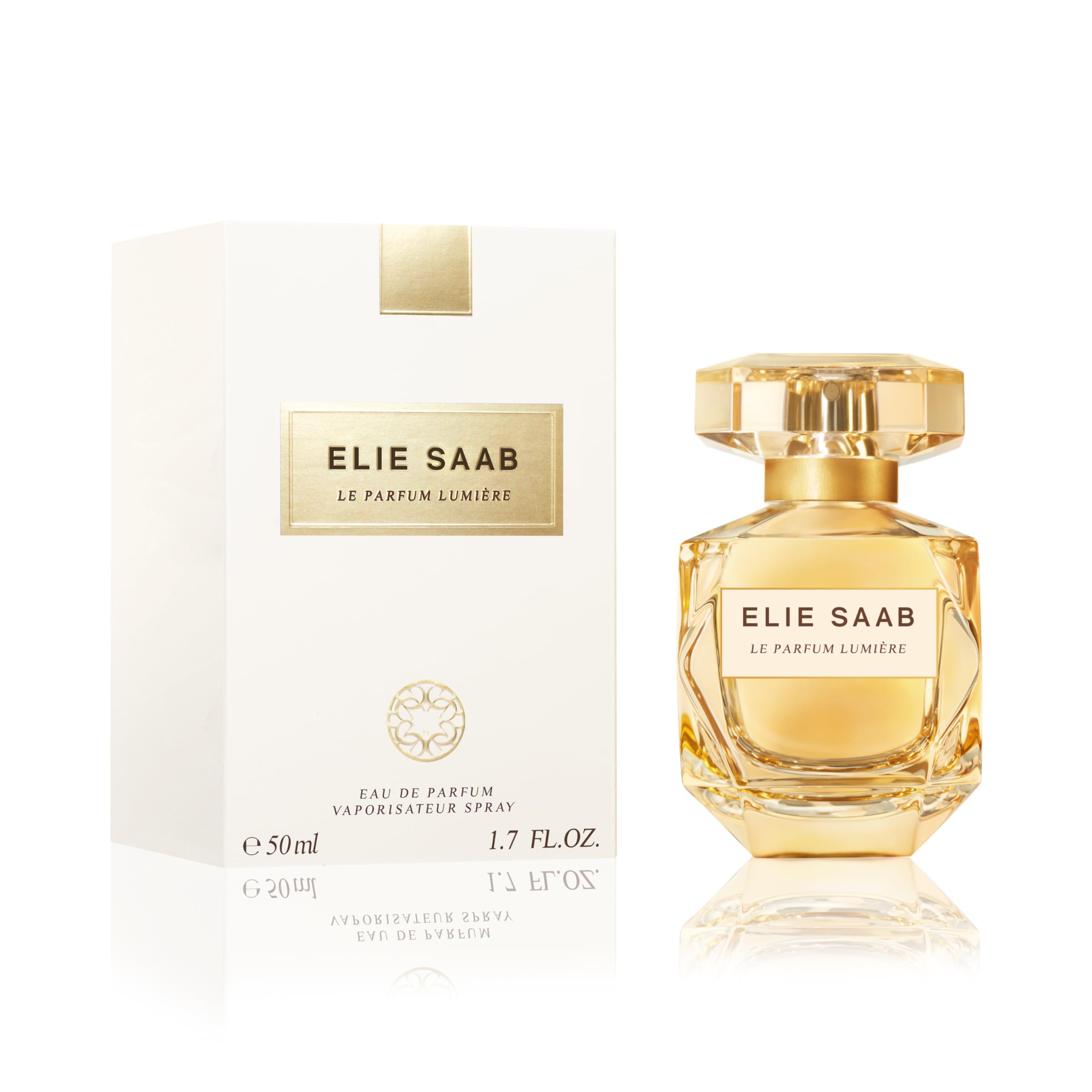 Elie Saab Le Parfum Lumière 50 ml – Eau de Parfum für Frauen – Blumiger Holziger Duft – Umwerfende Noten von Ylang Ylang, Jasmin und Amberholz – Transparentes Glasflakon