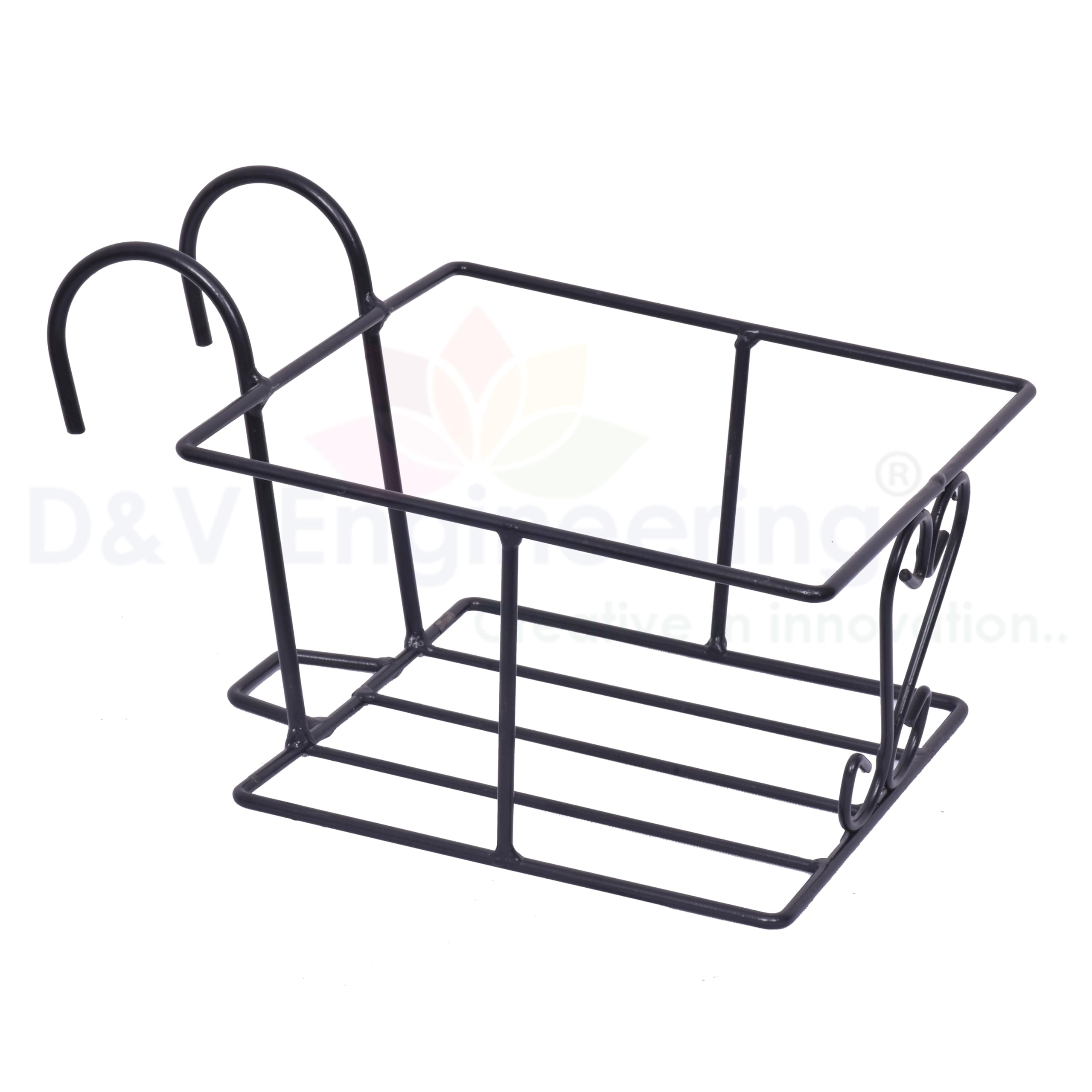Hanging Flower Pot Railing Holder - Black Set of 2 -2
