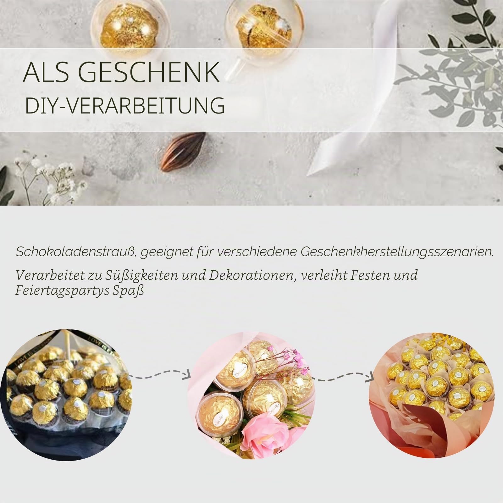 100 Stück Schokoladenhalter, transparente Kugeln, Acryl-Schokoladenhalter, Schokoladenhalter, Schokoladenstrauß, Blumenhalter, Schokoladenhüllen, geeignet für selbstgemachte Schokoladensträuße,