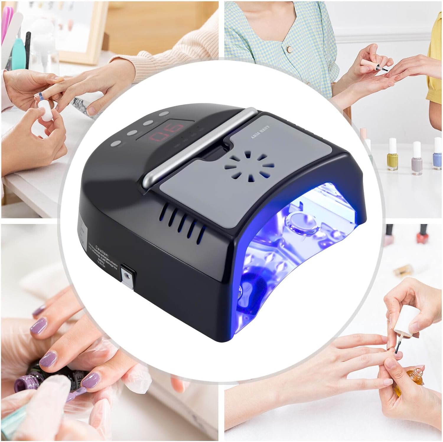 72W Professional Cordless UV LED Nail Lamp, UVLights for Nails with Rechargeable, Portable LED Gel Nail Curing Dryer, Nail Polish Machine for Salon or Home, Black