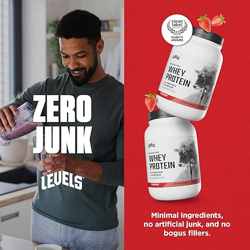 Miniatura 6 de Levels - Concentrado de proteína de suero de leche de ganado alimentado con pasto, sin ingredientes artificiales, 0.85 oz de proteína, fresa, 2