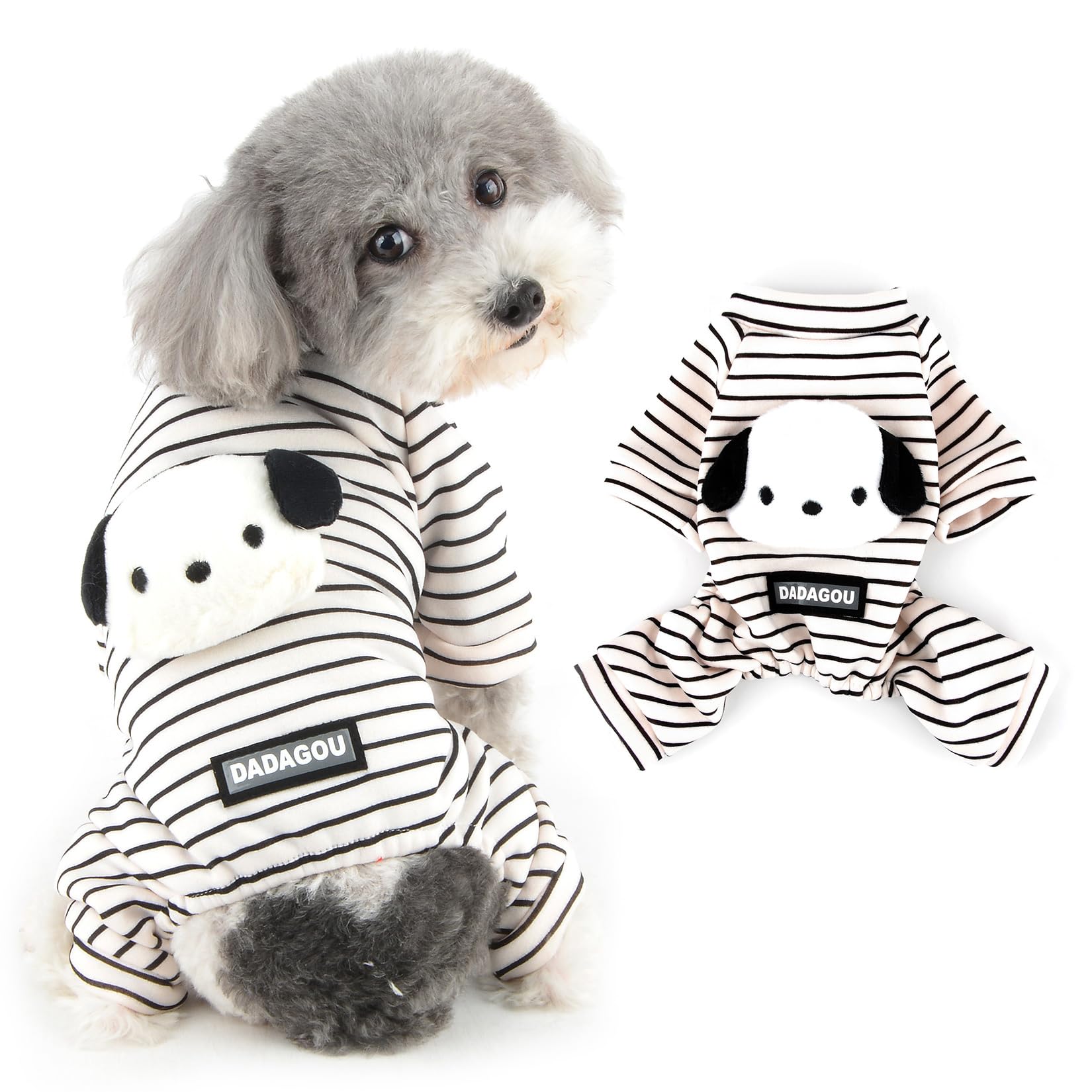 SMALLLEE_LUCKY_STORE Gestreepte hondenpyjama voor kleine honden koeling puppy trui jumpsuit rekbare ademende pyjama voor huisdieren zomer lente pyjama chihuahua yorkie kleding, rood, XL